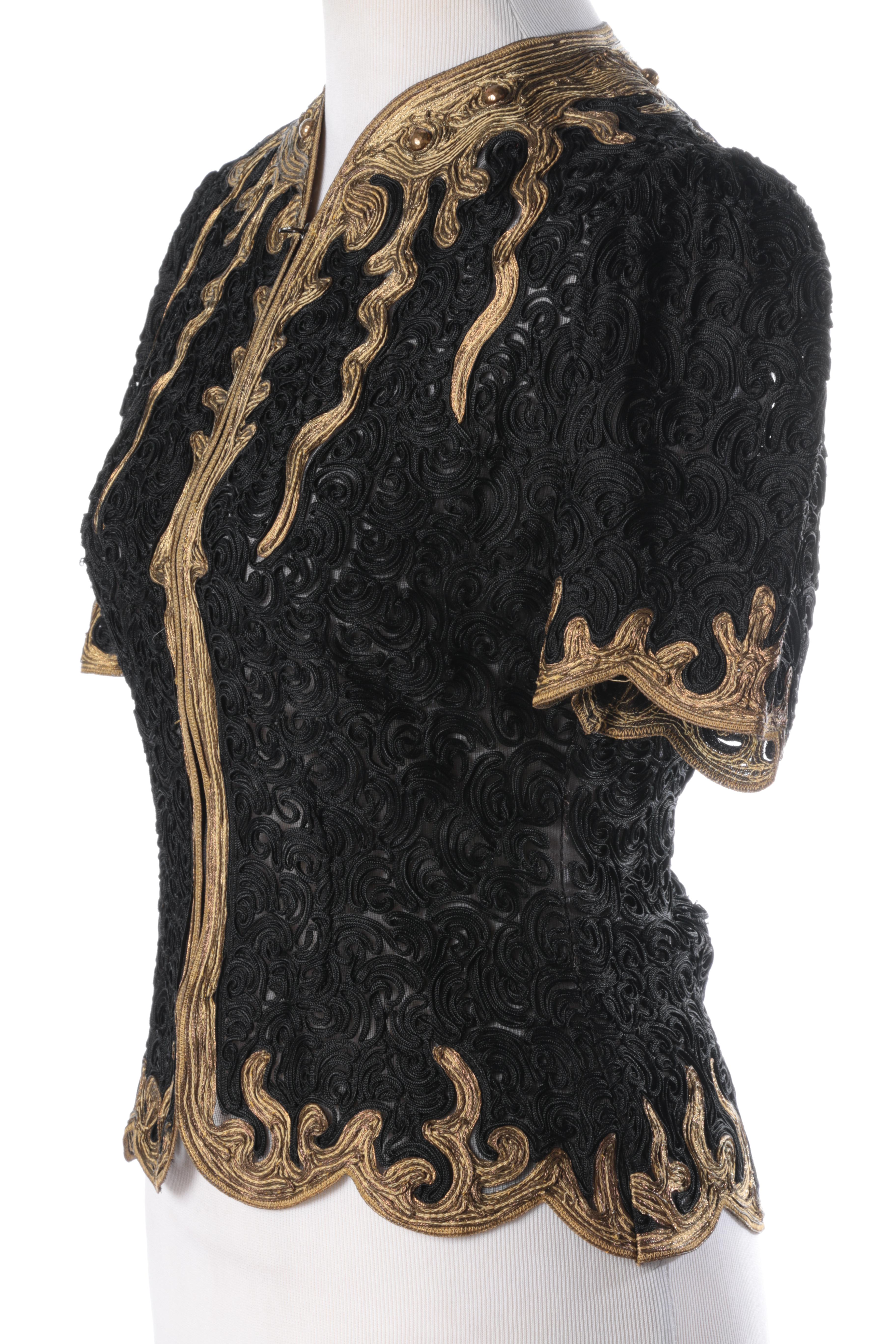 Vintage Black Mesh Zip Ribbon Jacket