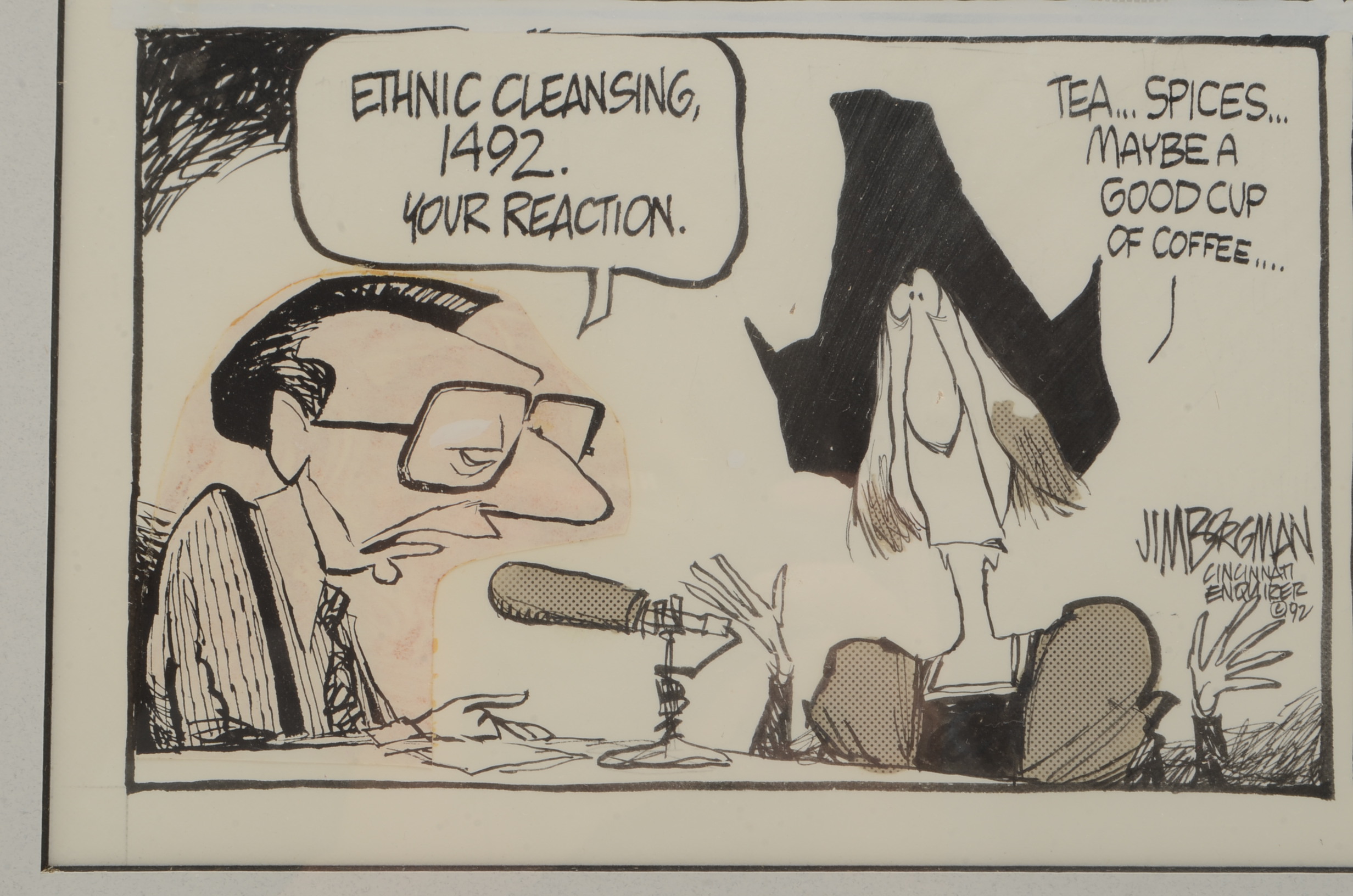 Jim Borgman Original 1992 Ink Cartoon Illustration Prototype for Cincinnati Enquirer