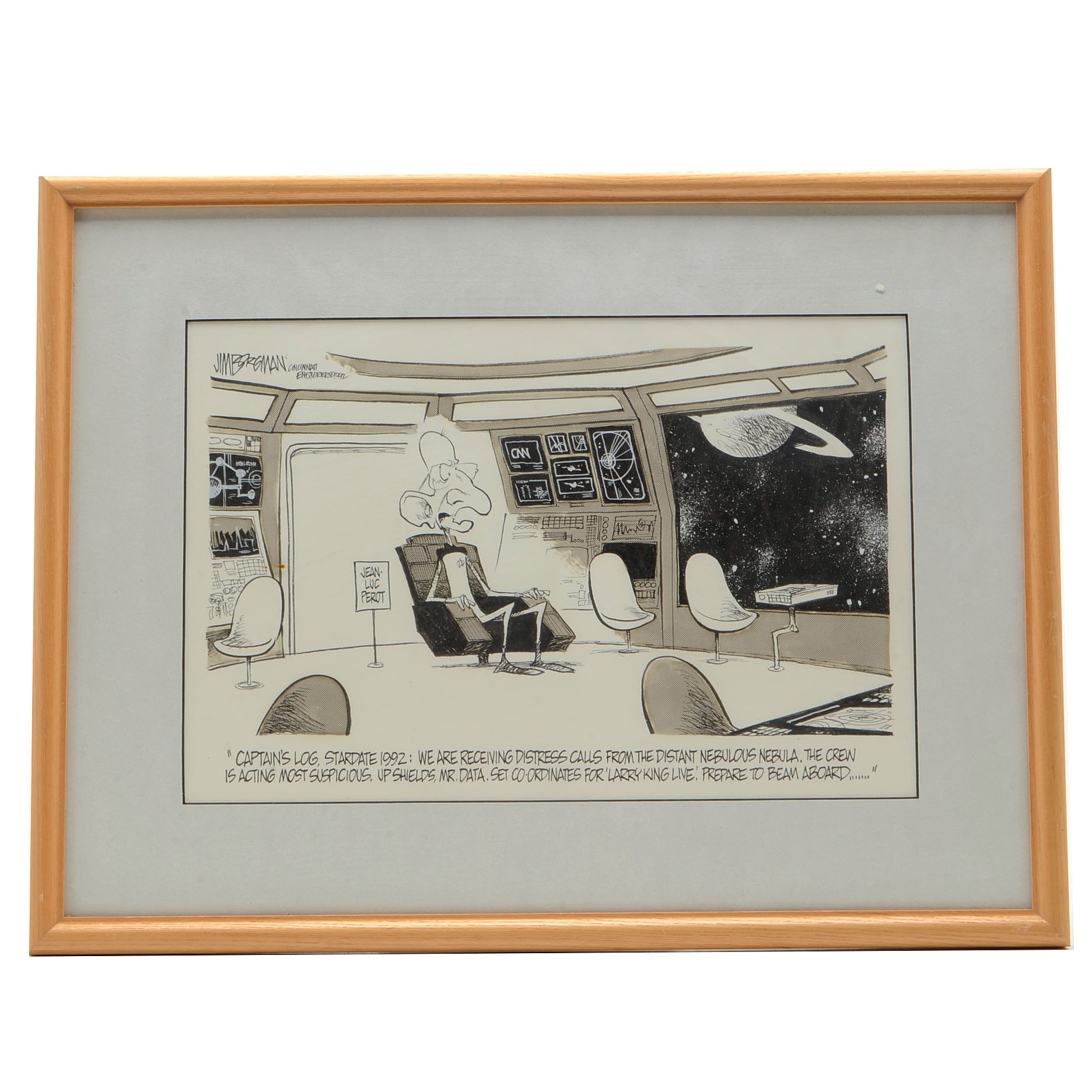 Jim Borgman Original 1992 Ink Cartoon Illustration Prototype for Cincinnati Enquirer