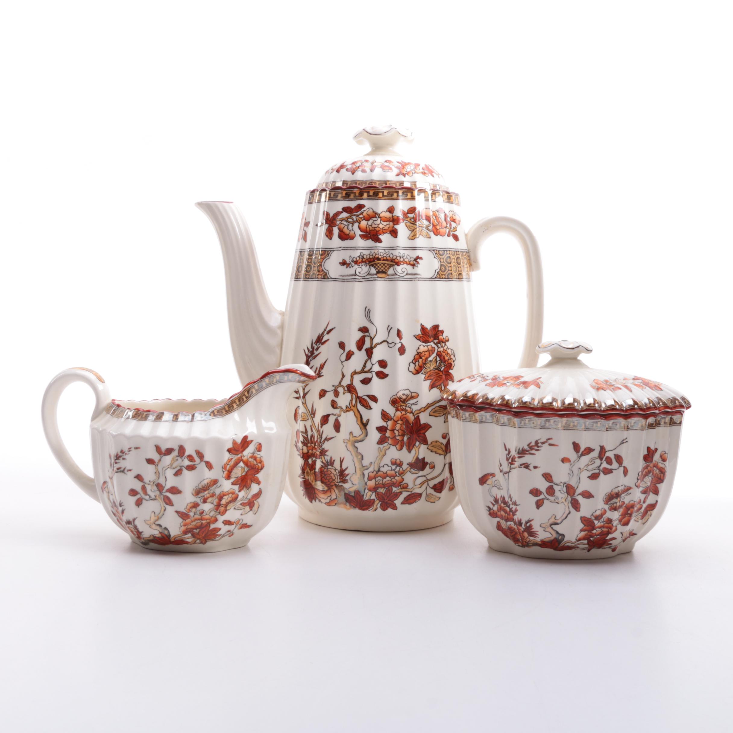 Antique Copeland Spode "India Tree" Coffee Pot With Creamer and Sugar