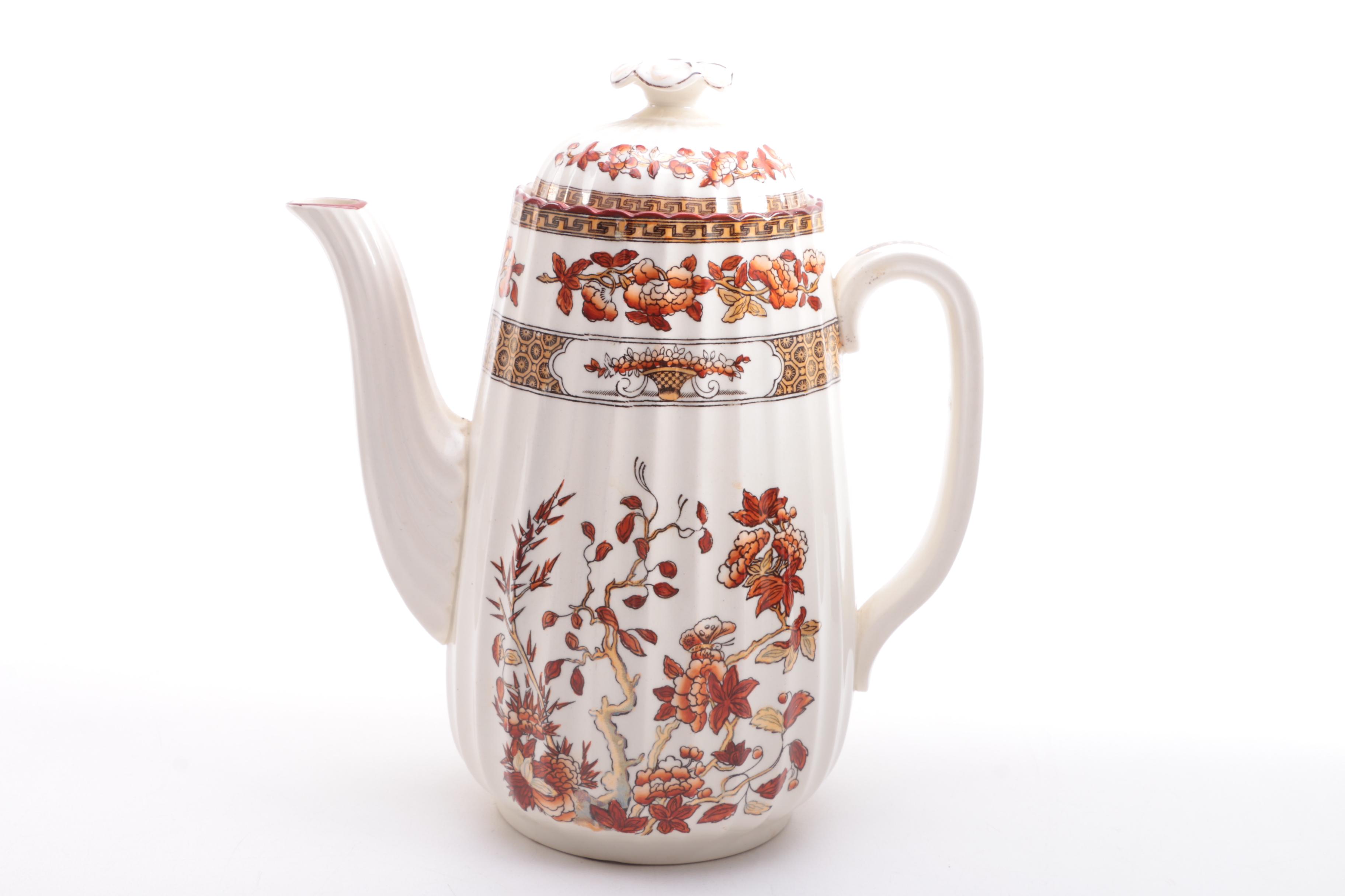 Antique Copeland Spode "India Tree" Coffee Pot With Creamer and Sugar