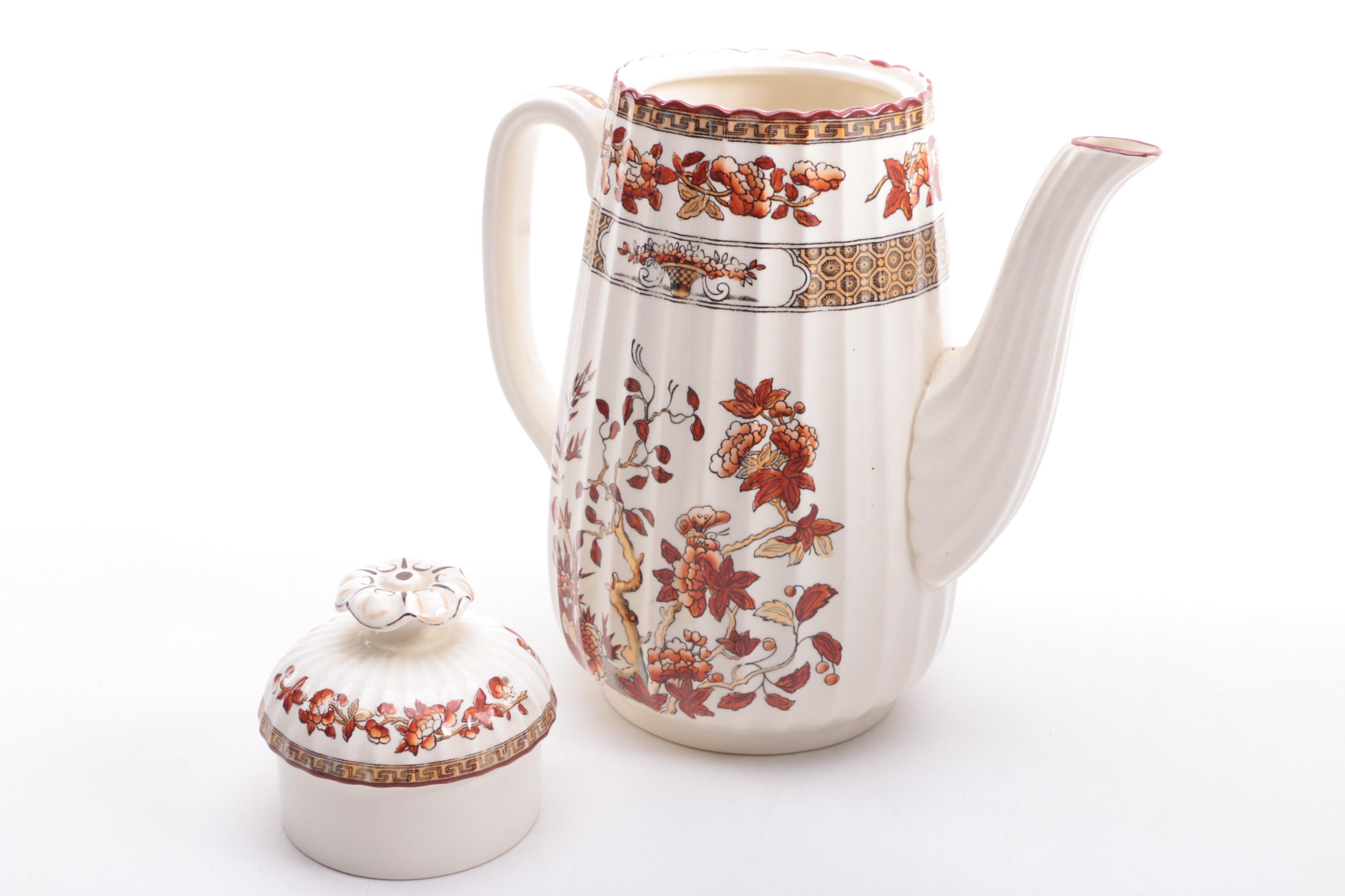 Antique Copeland Spode "India Tree" Coffee Pot With Creamer and Sugar