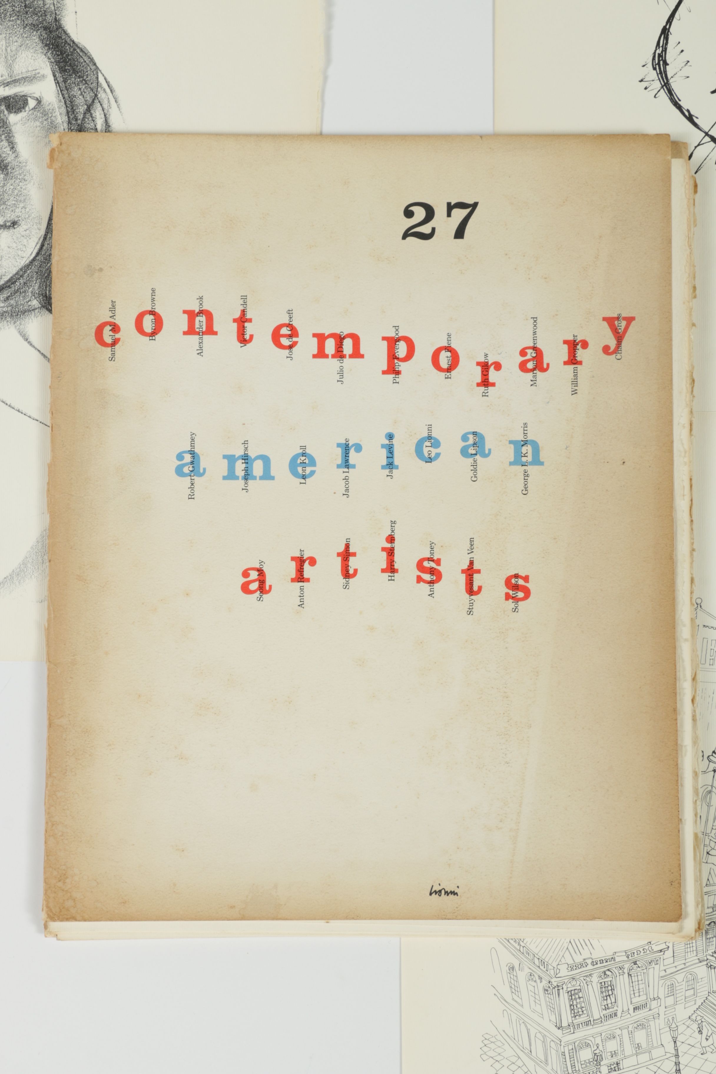 Vintage Mid-Century Folio of Loose Leaf Lithographs "27 Contemporary American Artists"