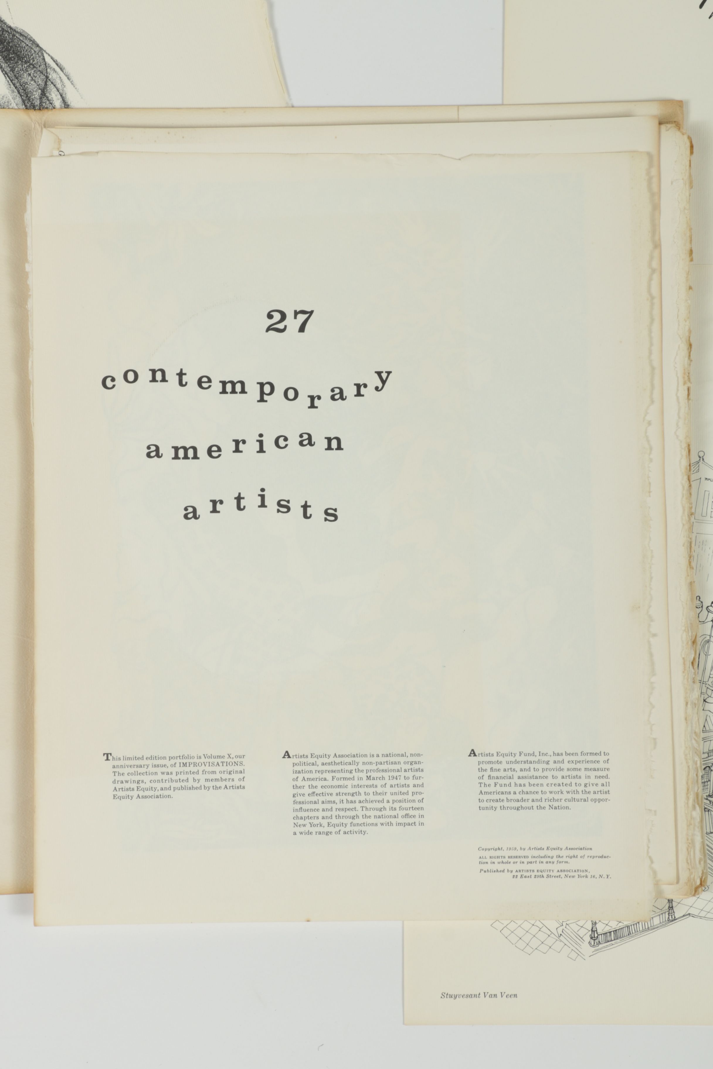 Vintage Mid-Century Folio of Loose Leaf Lithographs "27 Contemporary American Artists"