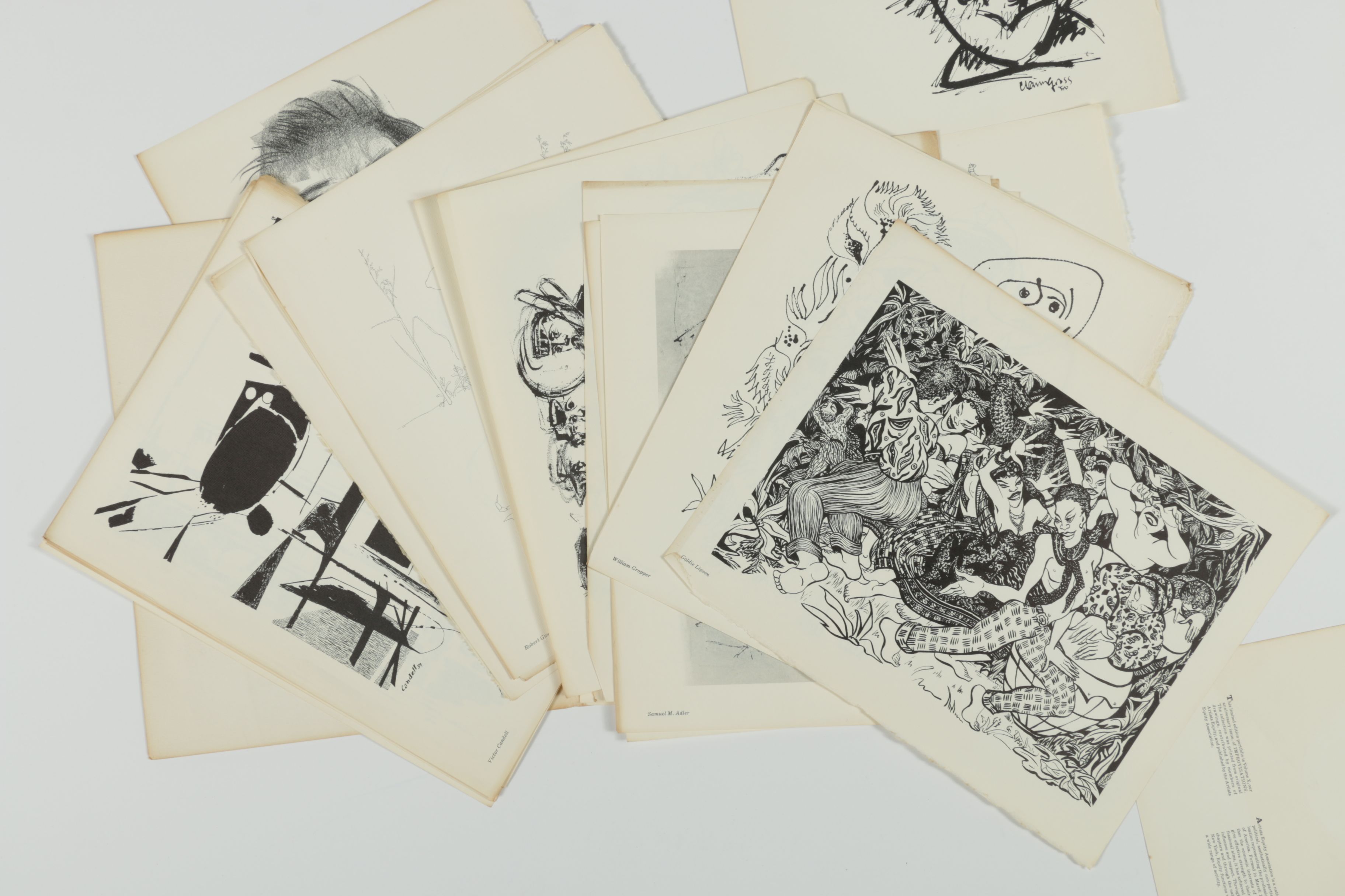 Vintage Mid-Century Folio of Loose Leaf Lithographs "27 Contemporary American Artists"
