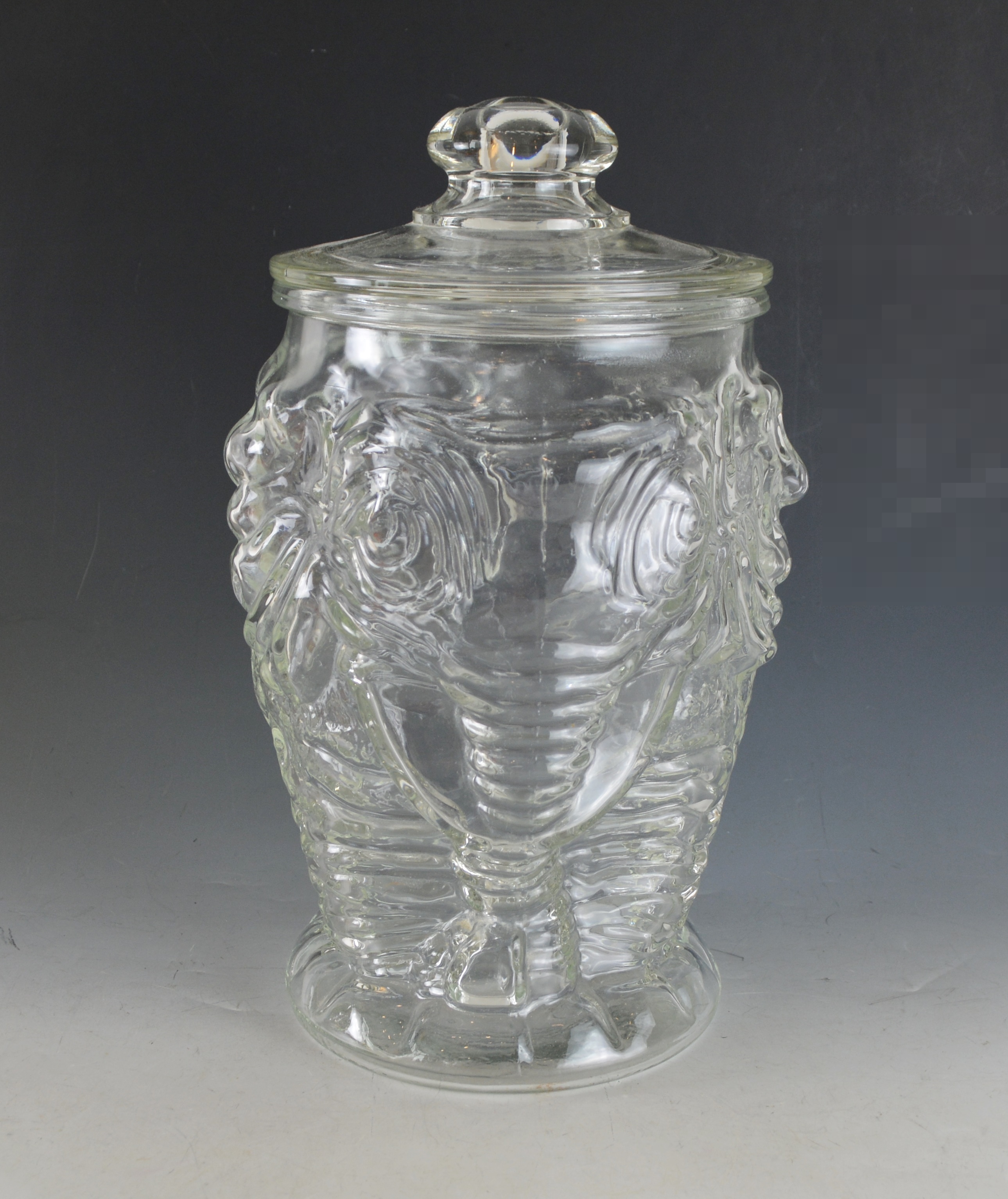 Vintage Libbey Glass Elephant-Shaped Peanut/Cookie Jar