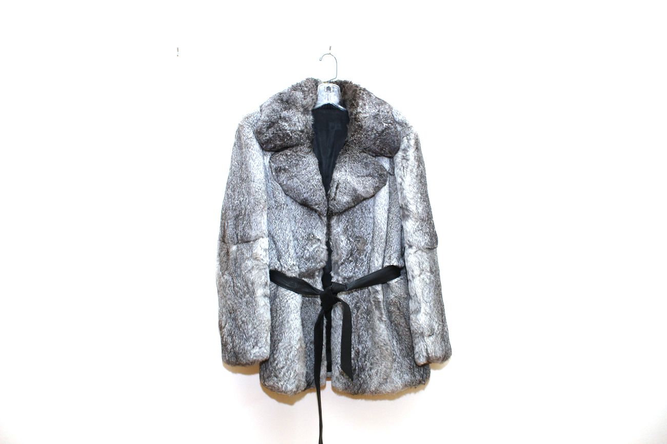 Vintage Grey Rabbit Fur Coat