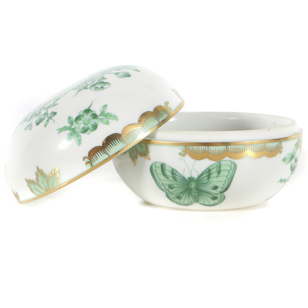 Herend Round Green Covered Box