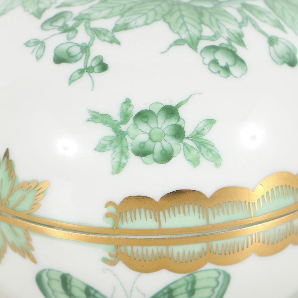 Herend Round Green Covered Box