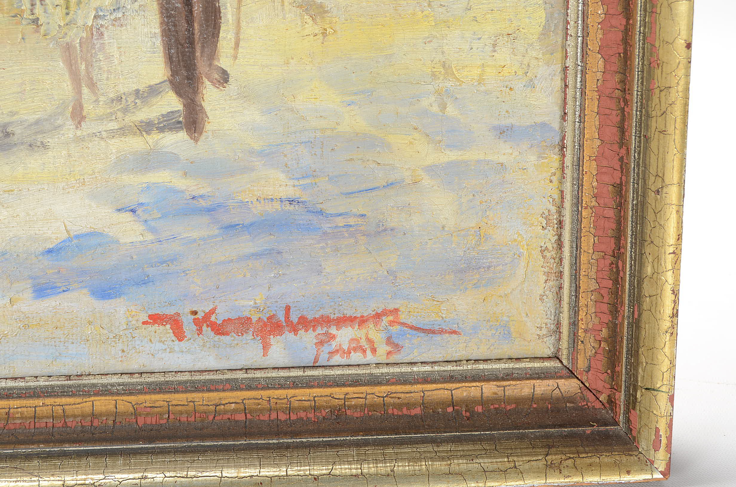 Jens Kongshammer Original Oil Parisian Street Scene on Burlap