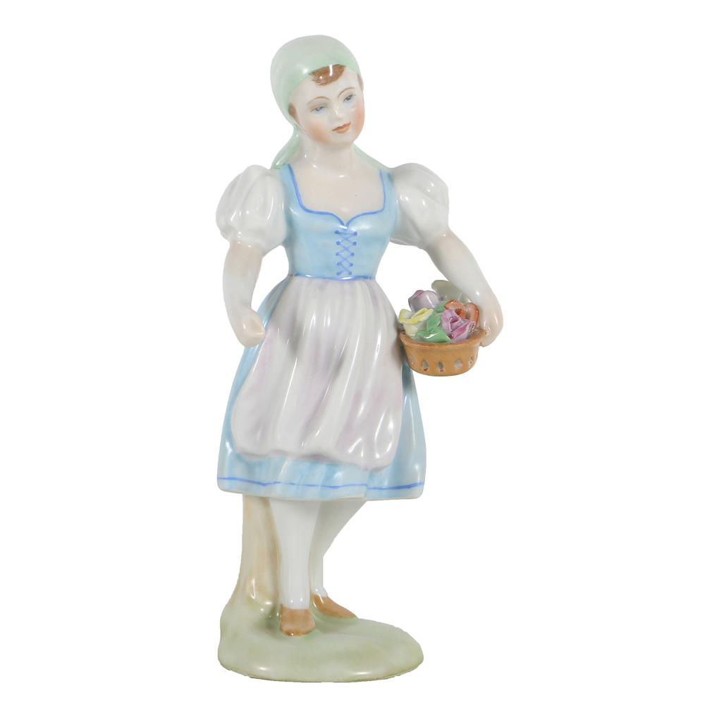 Herend Porcelain Figurine Of A Girl With Flowers