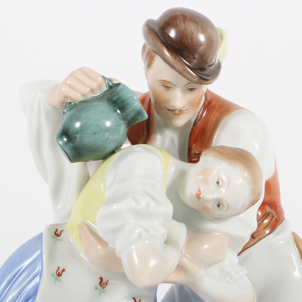 Herend Porcelain Figurine Two Frolicking Peasants