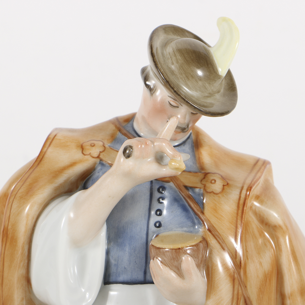 Herend Porcelain Figurine Of A Man With Dog