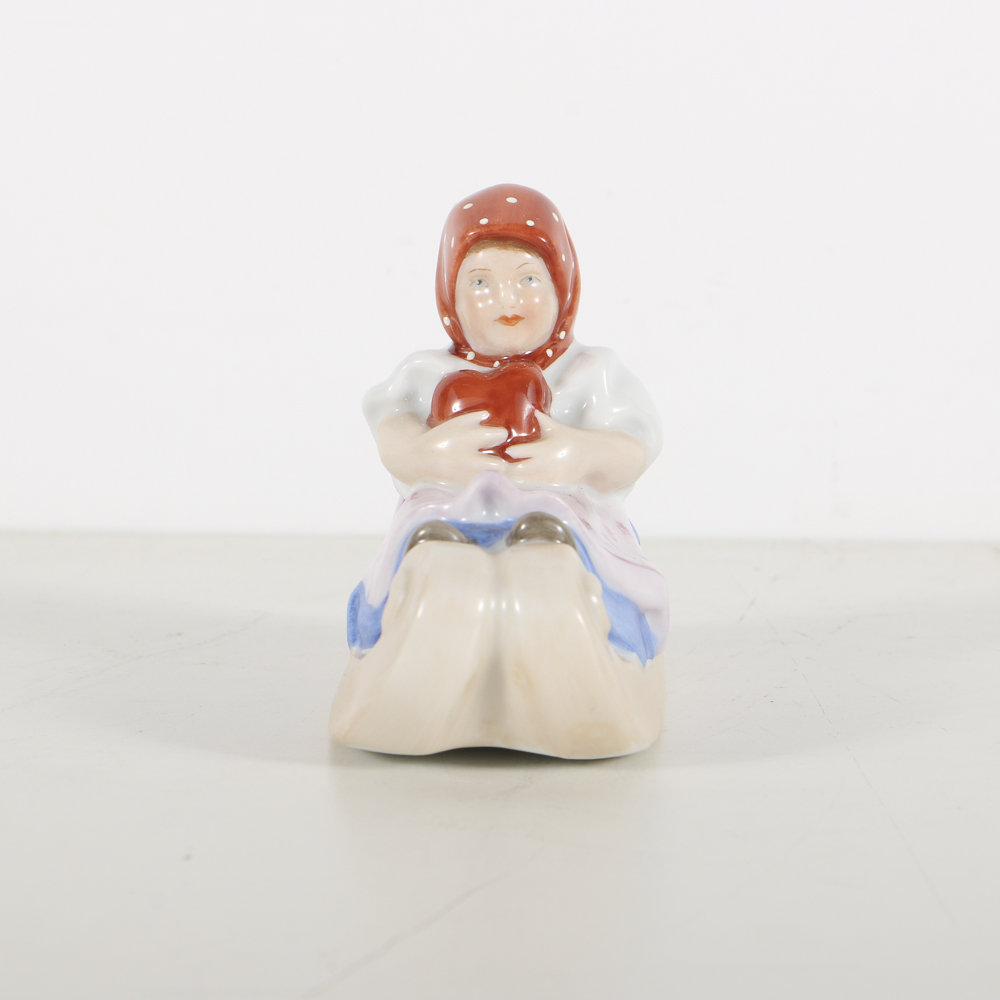 Herend Porcelain Girl On Sled Figurine