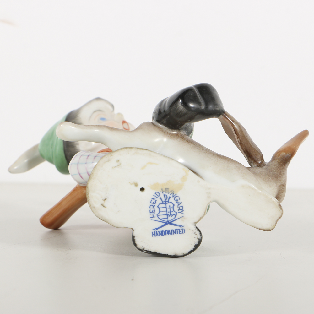 Herend Porcelain "Little Hunter" Boy Figurine With Rabbit