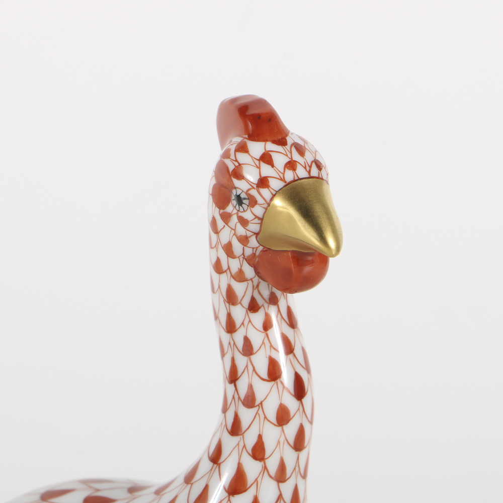 Herend Porcelain Guinea Fowl Figurine with Fishnet Rust
