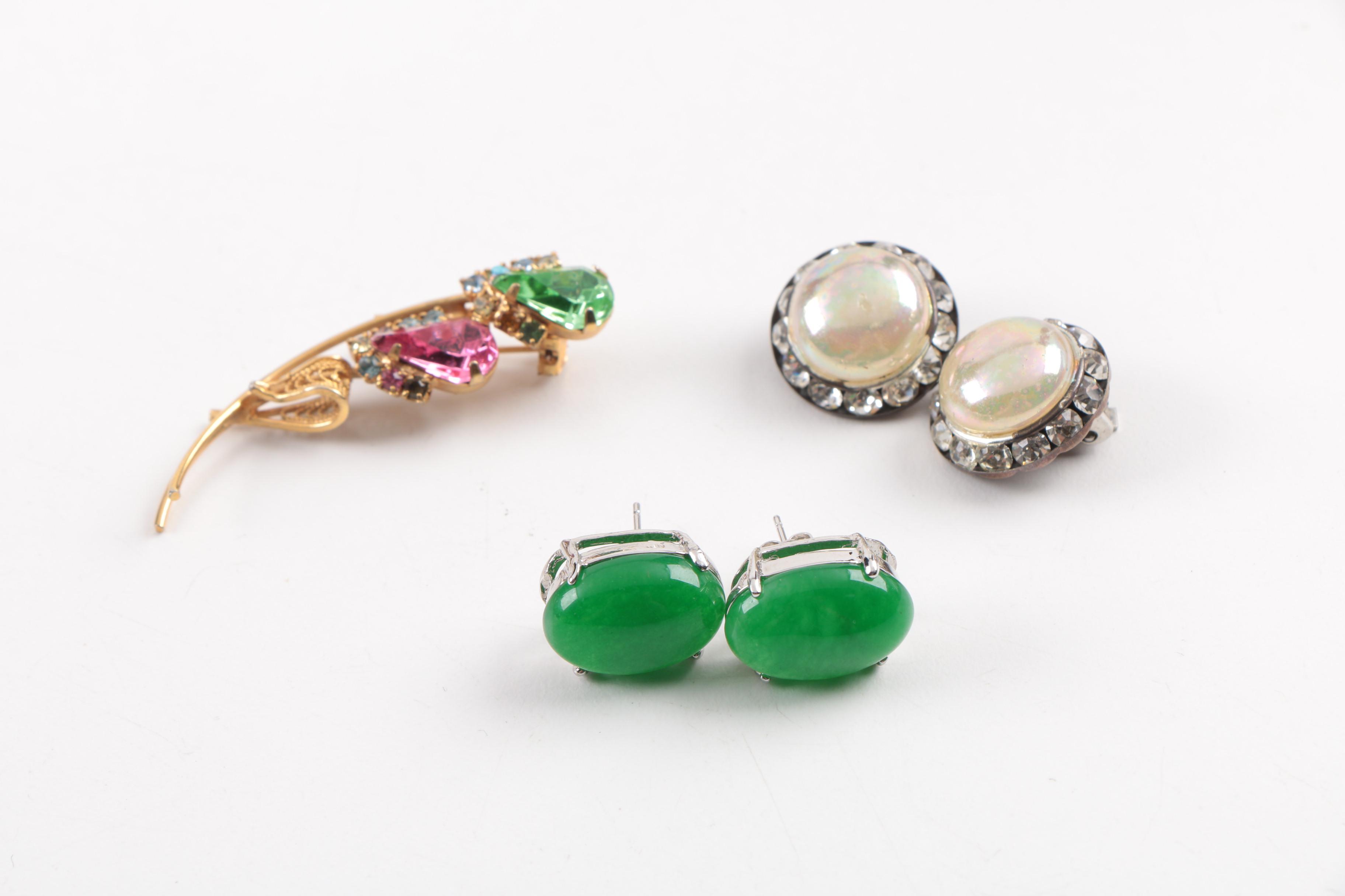 Assortment of Costume Jewelry Featuring Pearls and Gemstones