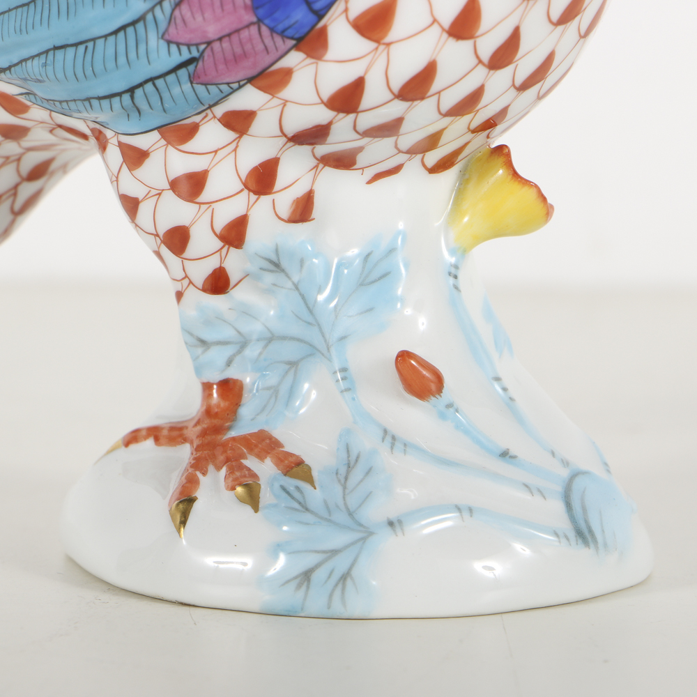 Herend Porcelain Guinea Fowl Figurine with Fishnet Rust