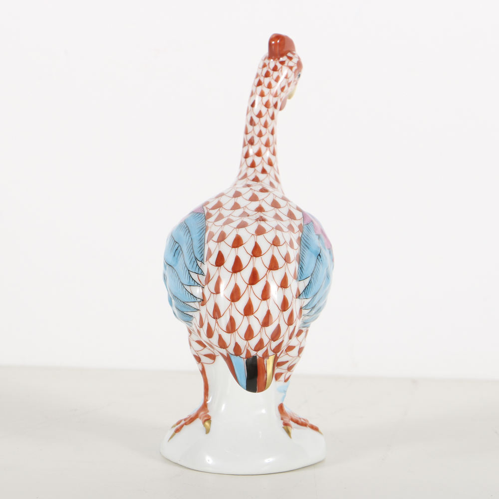 Herend Porcelain Guinea Fowl Figurine with Fishnet Rust