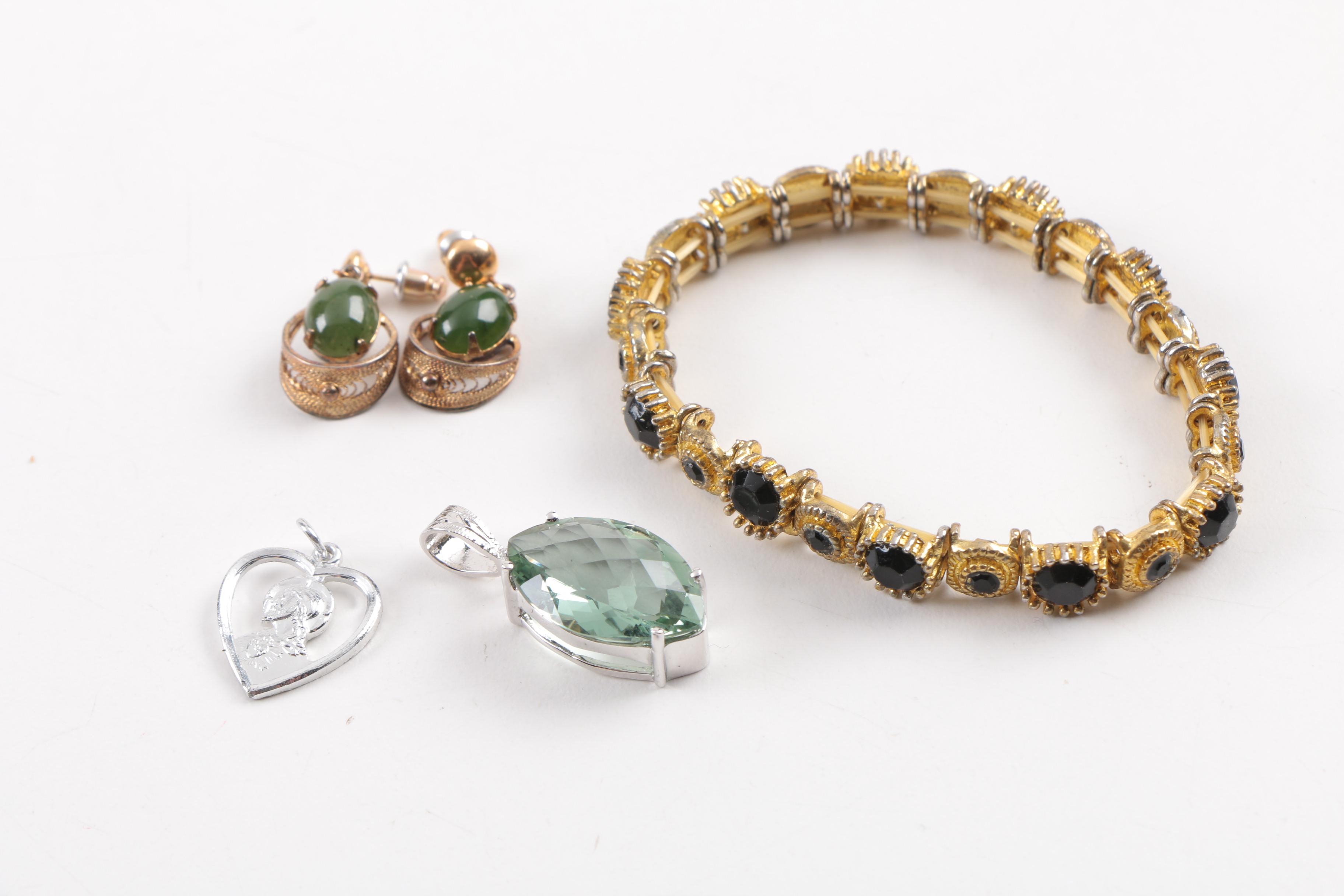 Assortment of Costume Jewelry Featuring Pearls and Gemstones