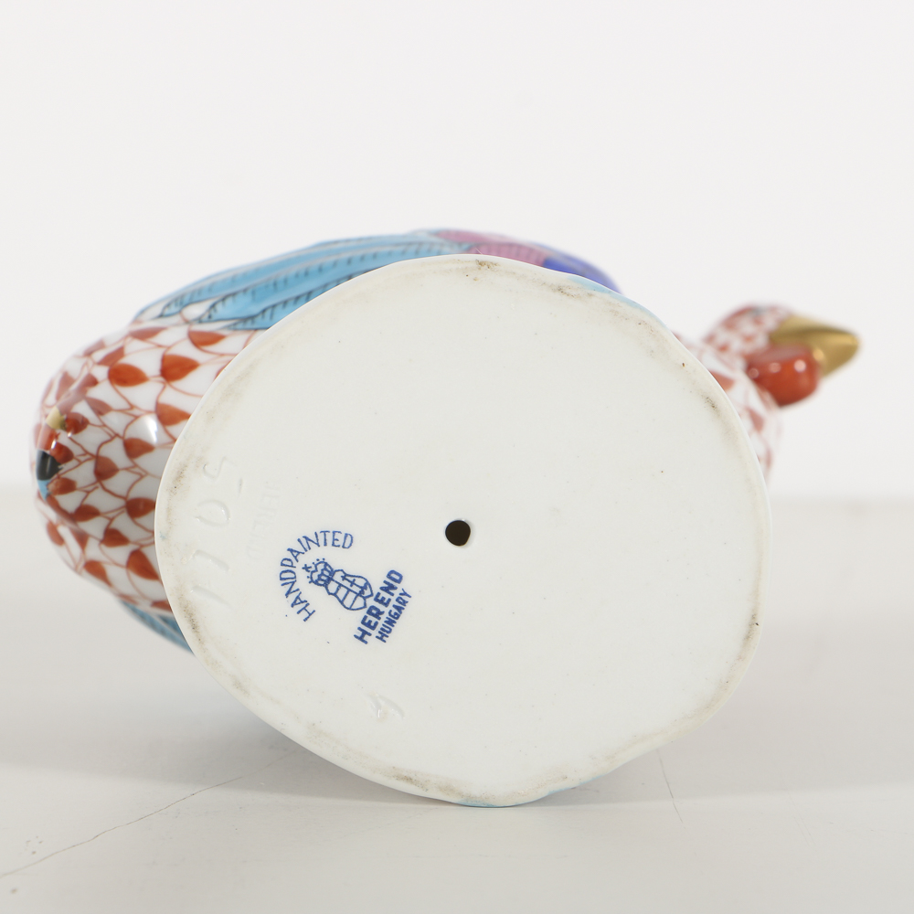 Herend Porcelain Guinea Fowl Figurine with Fishnet Rust