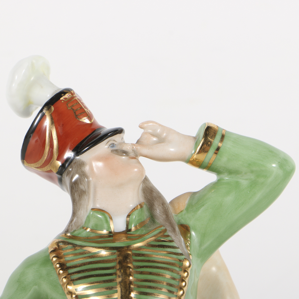 Herend Porcelain Figurine Of Hussar With Dragon
