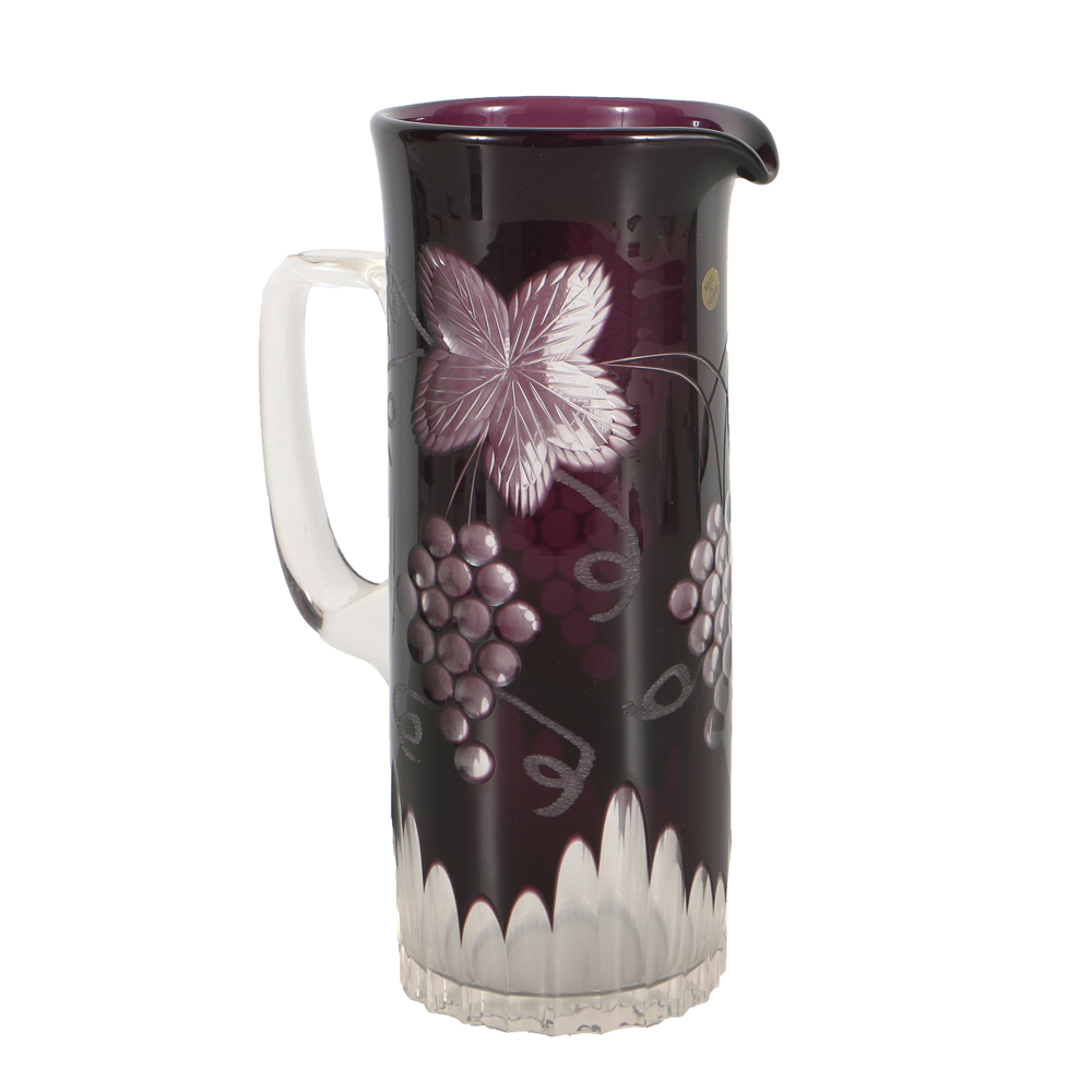 Amethyst Hand Cut To Clear Crystal Pitcher from Poland