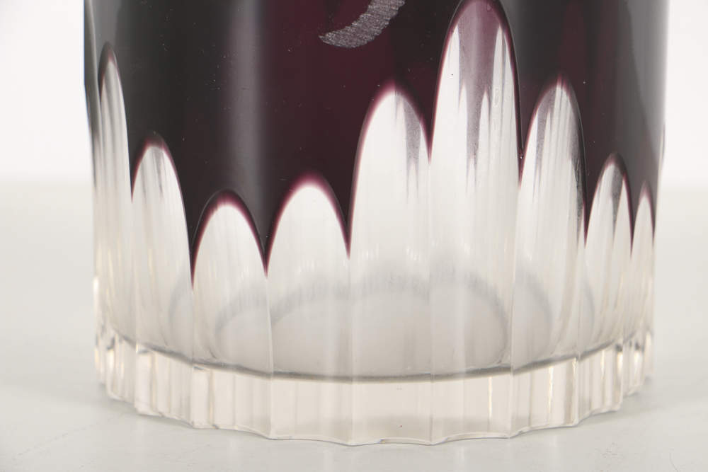 Amethyst Hand Cut To Clear Crystal Pitcher from Poland