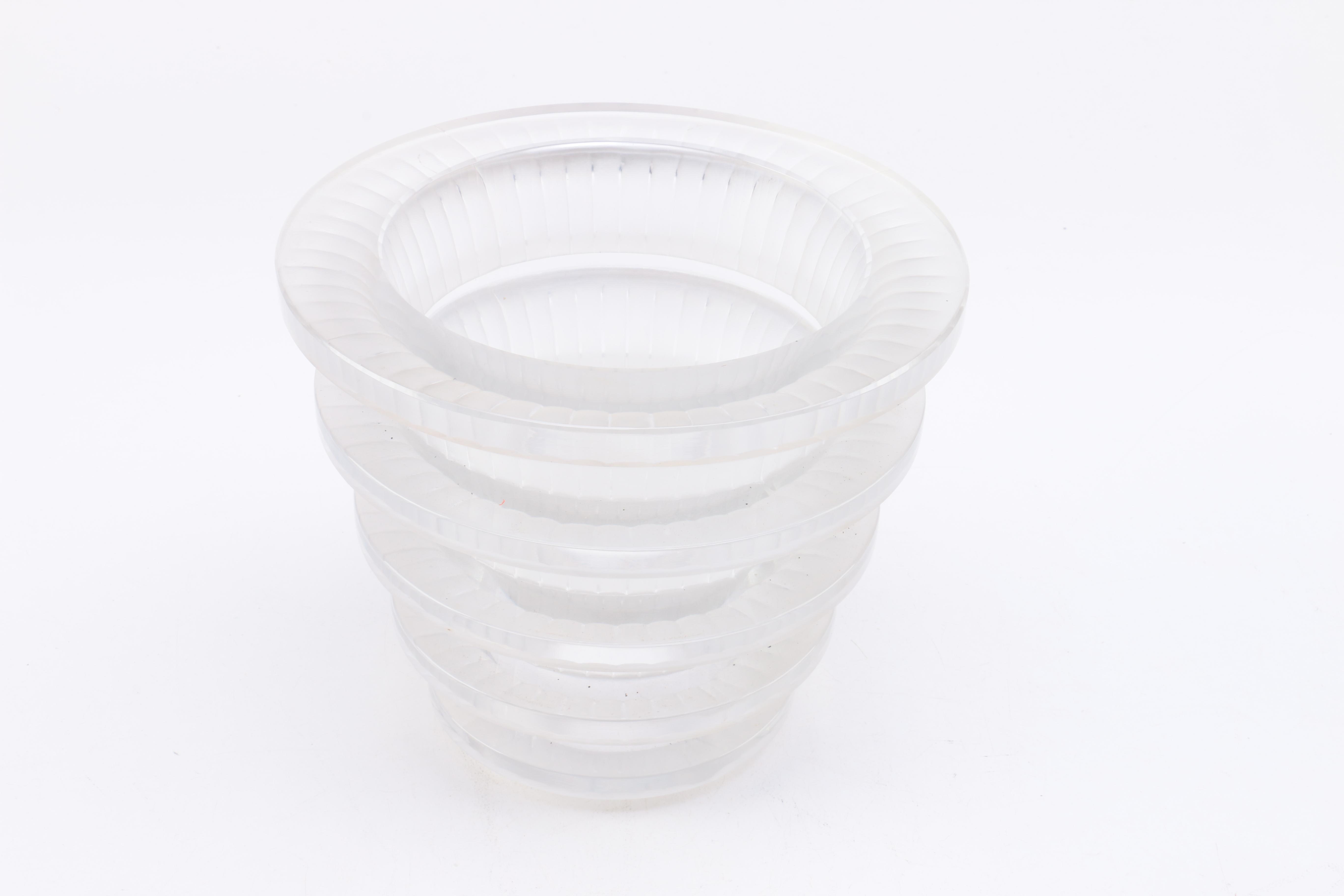 Art Deco Style Lalique Vase and Royal Copenhagen "Tranquebar Blue" Candlestick