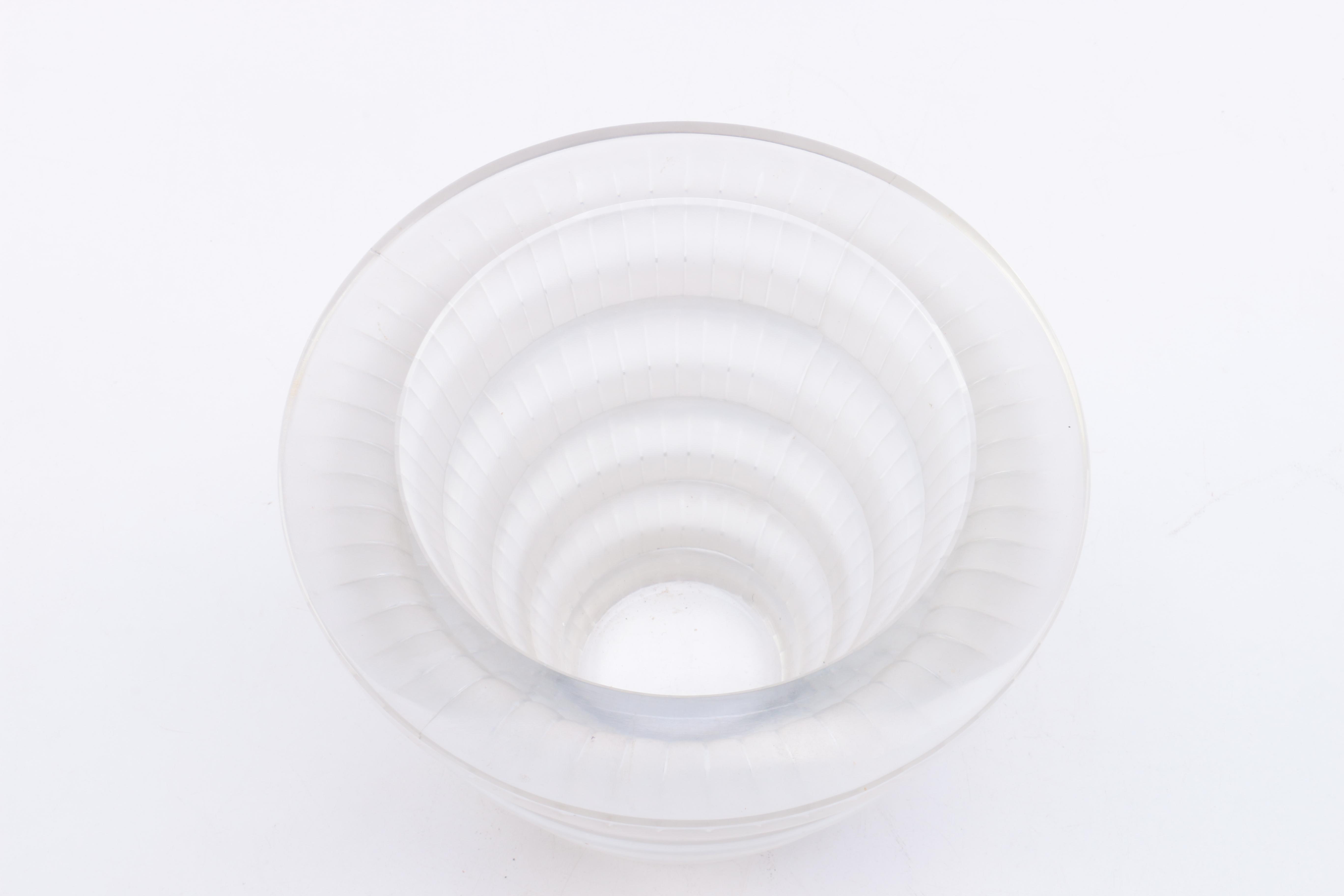 Art Deco Style Lalique Vase and Royal Copenhagen "Tranquebar Blue" Candlestick