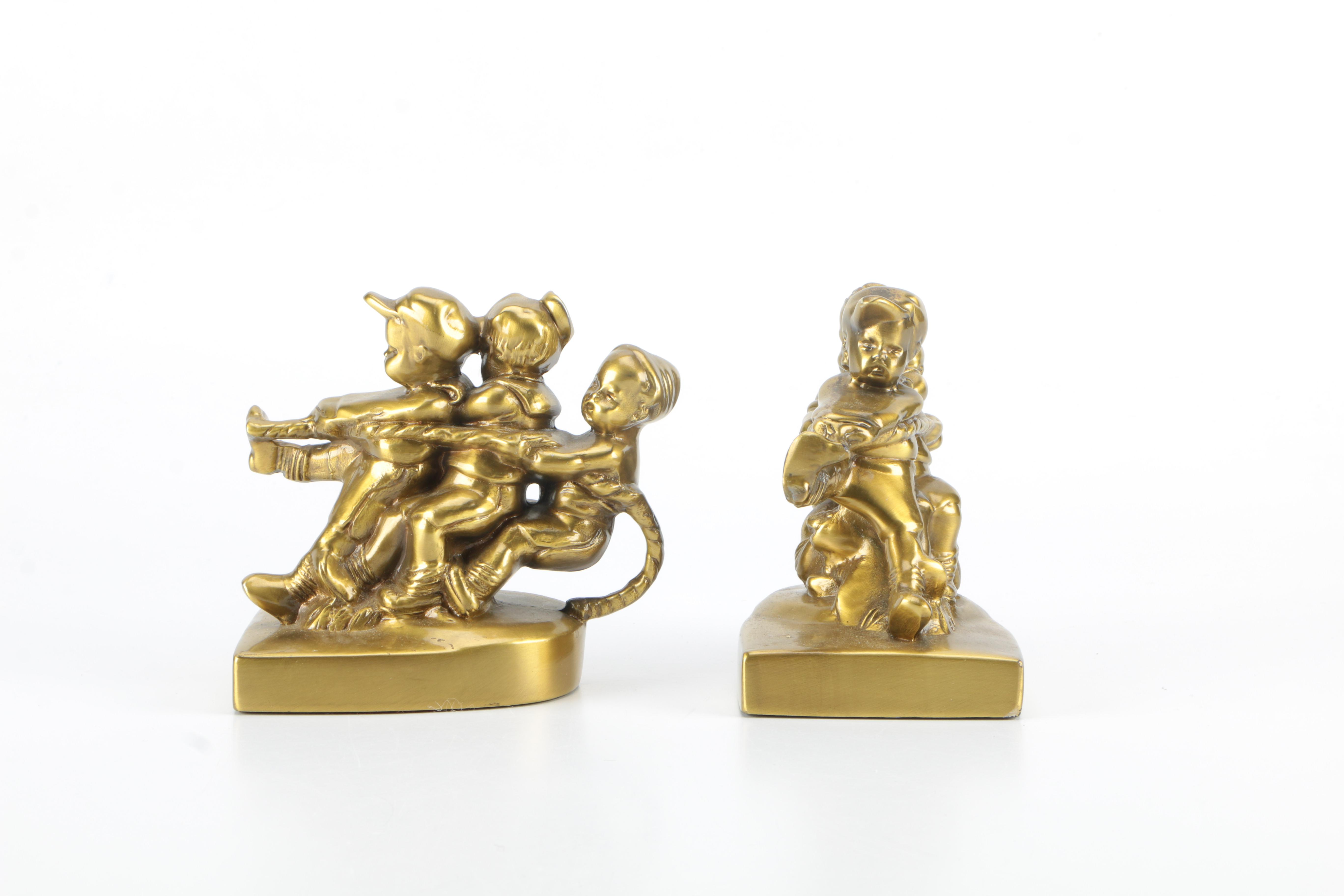 Vintage PM Craftsman Brass Figural Bookends