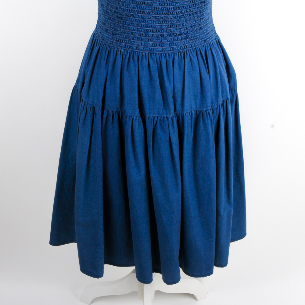 Prada Indigo Denim Smocked Sleeveless Sundress