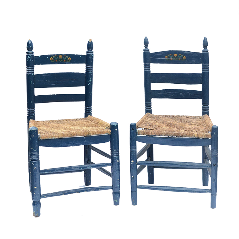 Pair of Rush Seat Side Chairs