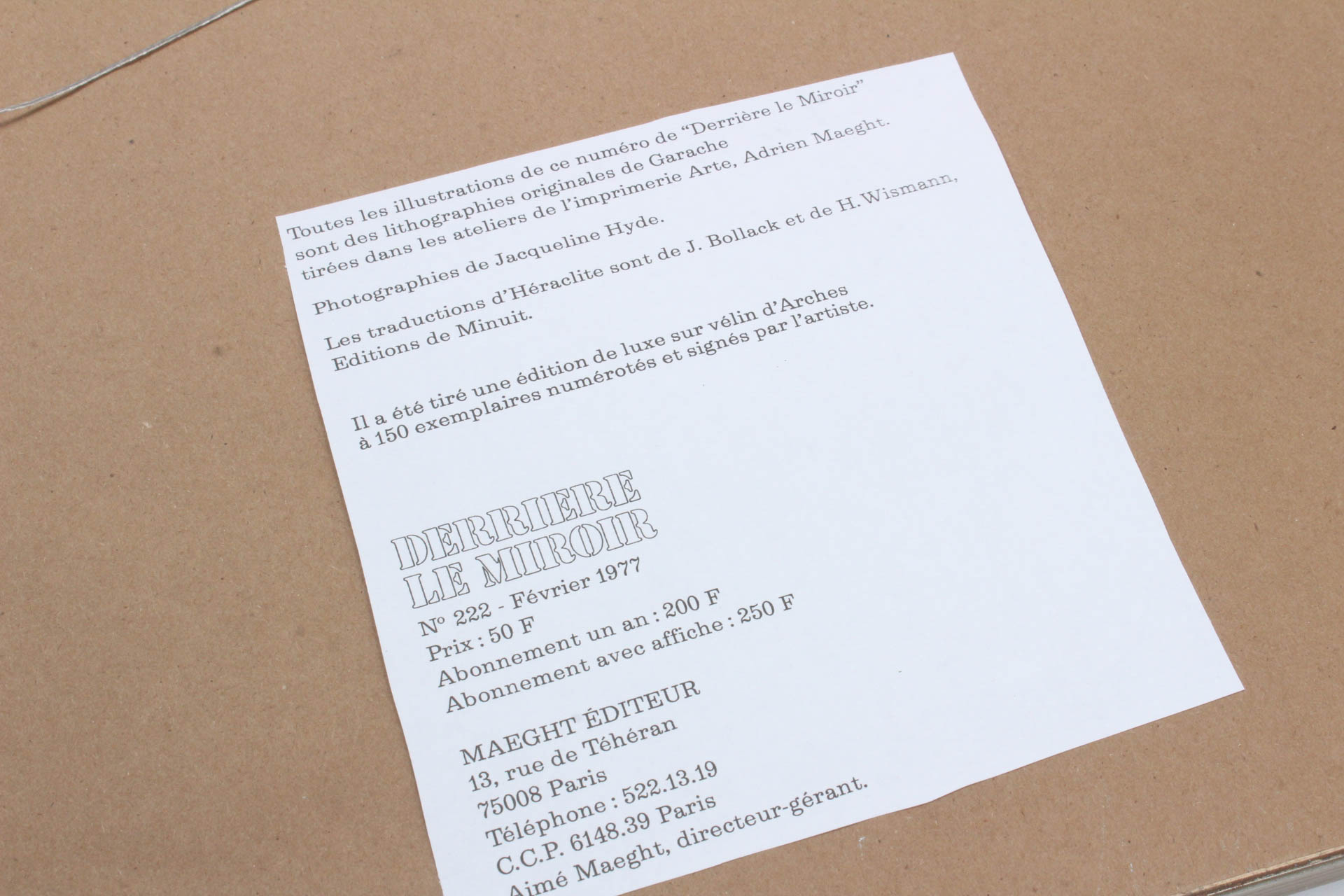 Two Claude Garache Bookplates from 1977 "Derrière le Miroir" No. 222