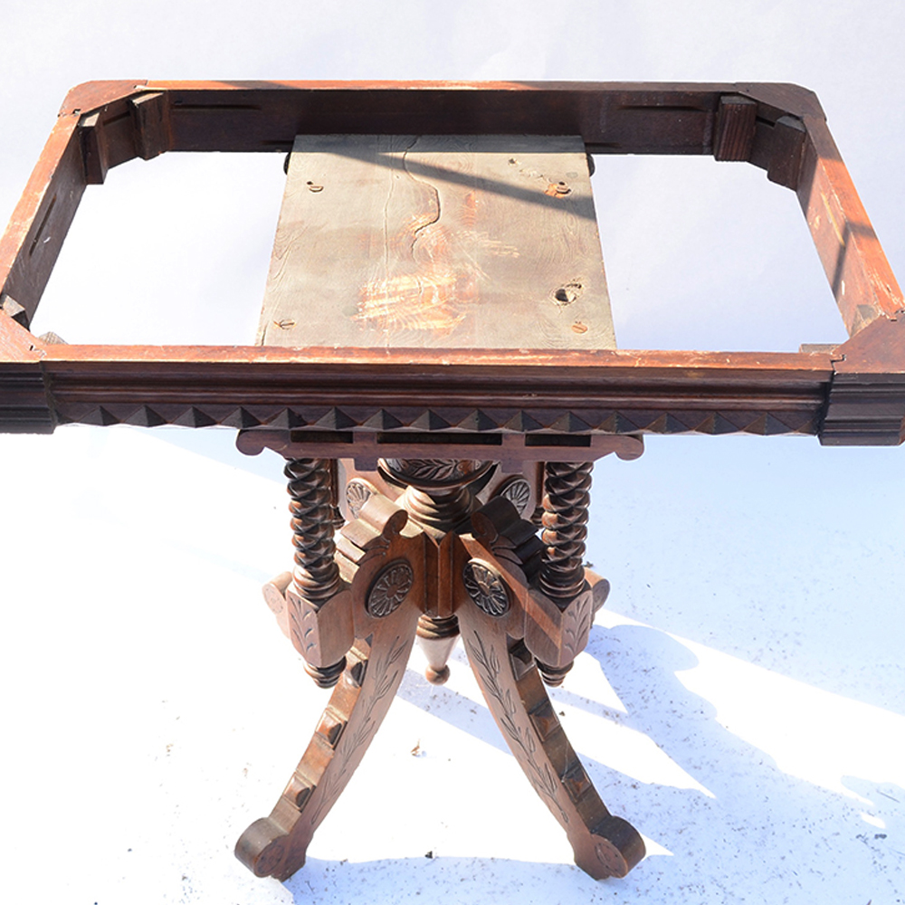 Antique Victorian Eastlake Parlor Table With Marble Top