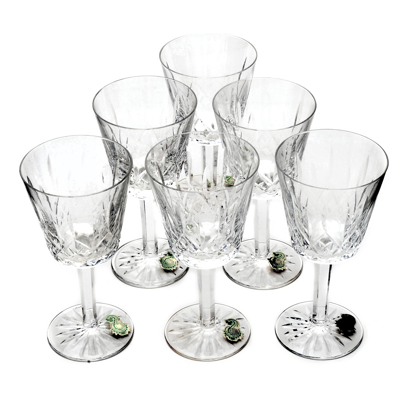 Six Waterford Crystal Claret Glasses in Lismore Pattern