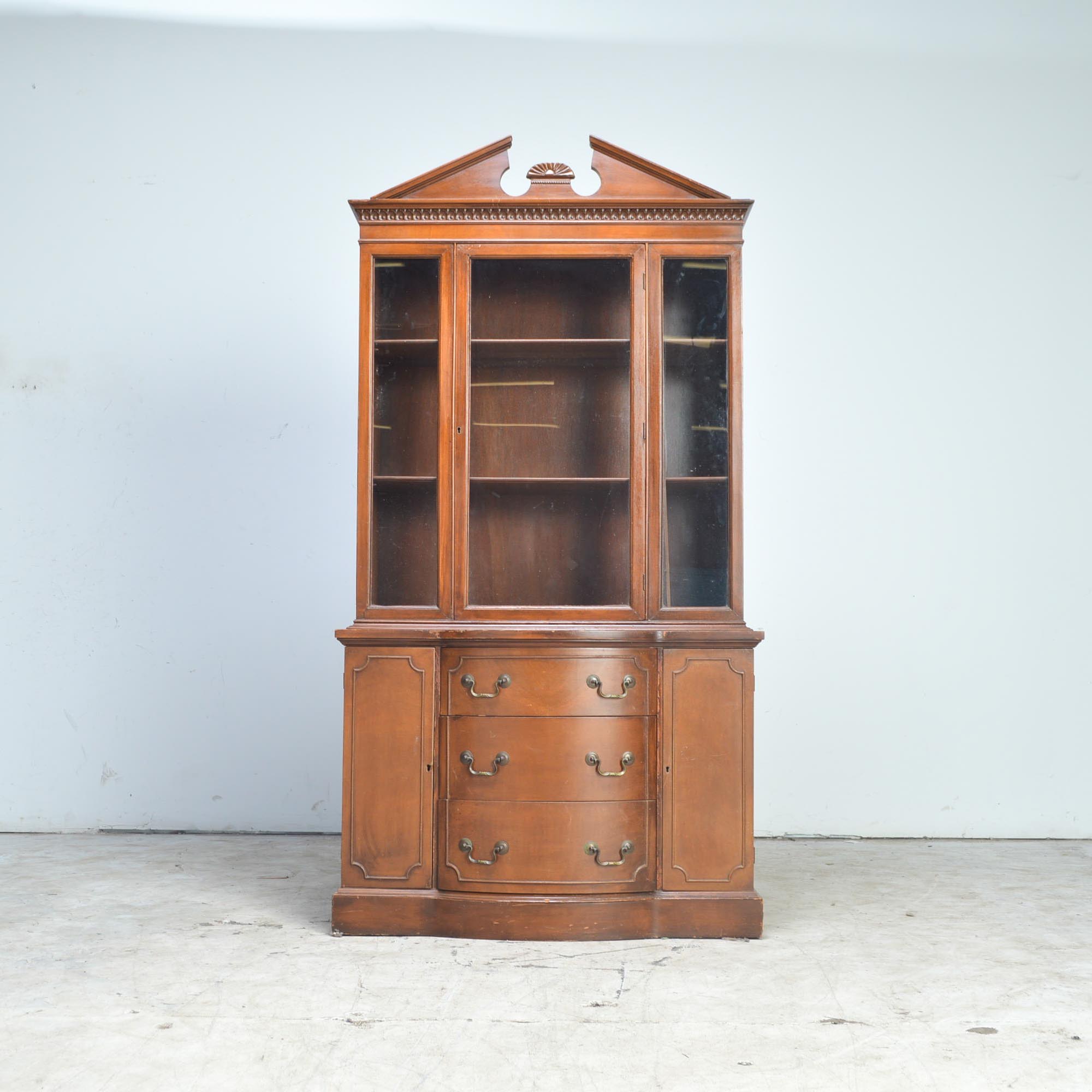 Vintage Federal Style Bowfront China Cabinet