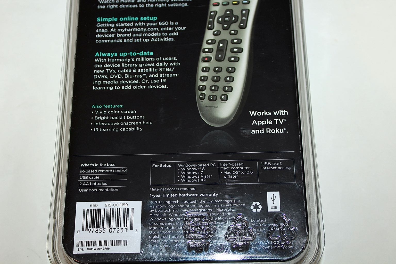 Logitech Harmony 650 Universal Remote with Insignia 26" Flatpanel LCD TV