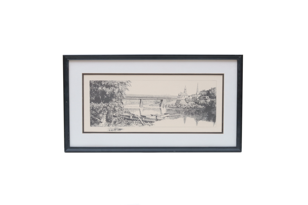 After Paul Sawyier Offset Lithograph "Covered Bridge"