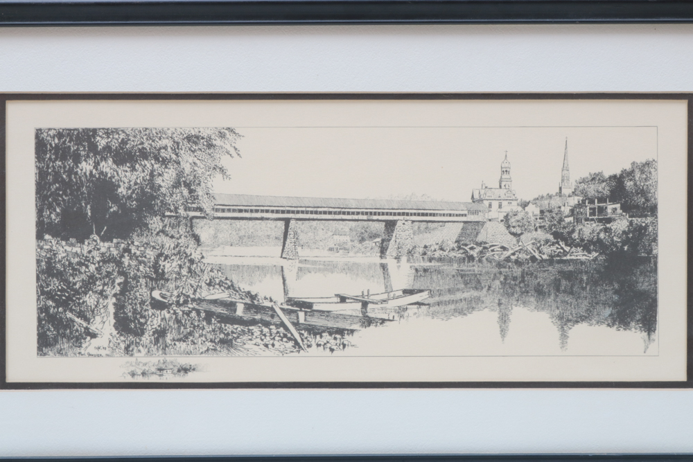 After Paul Sawyier Offset Lithograph "Covered Bridge"
