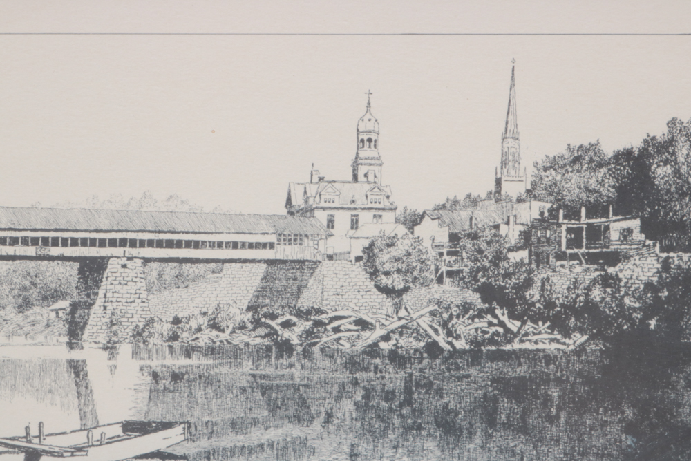 After Paul Sawyier Offset Lithograph "Covered Bridge"