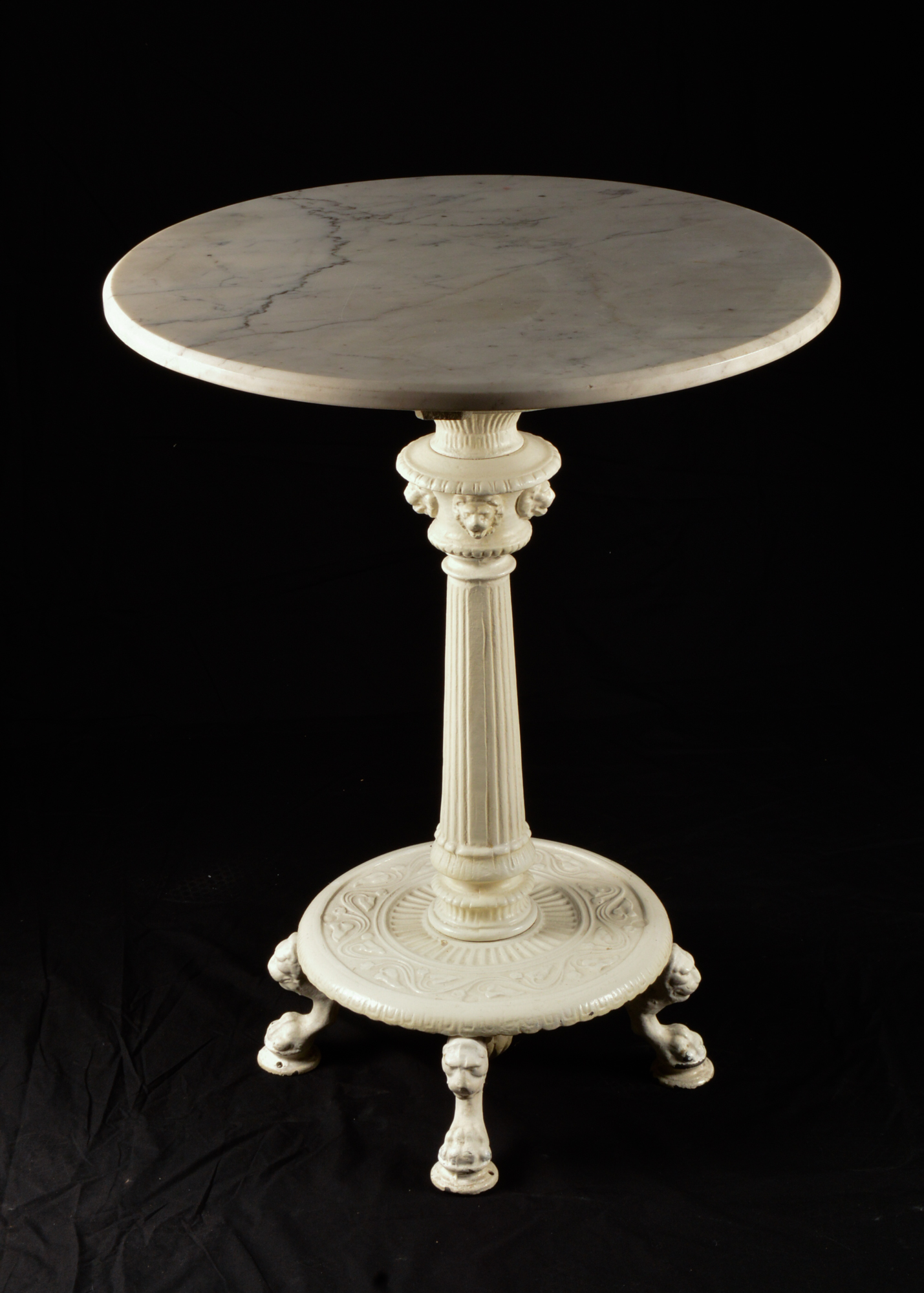 White Marble-Topped Pedestal Table