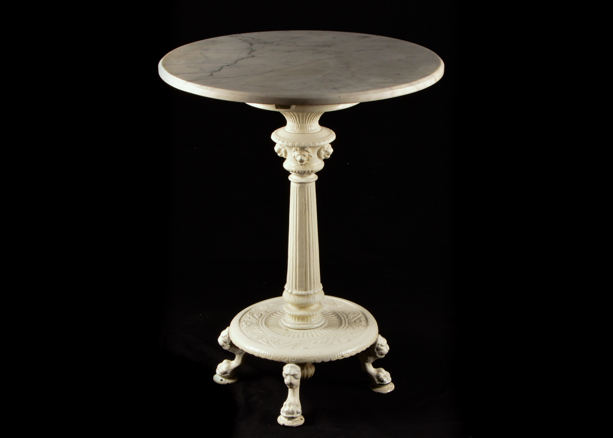 White Marble-Topped Pedestal Table