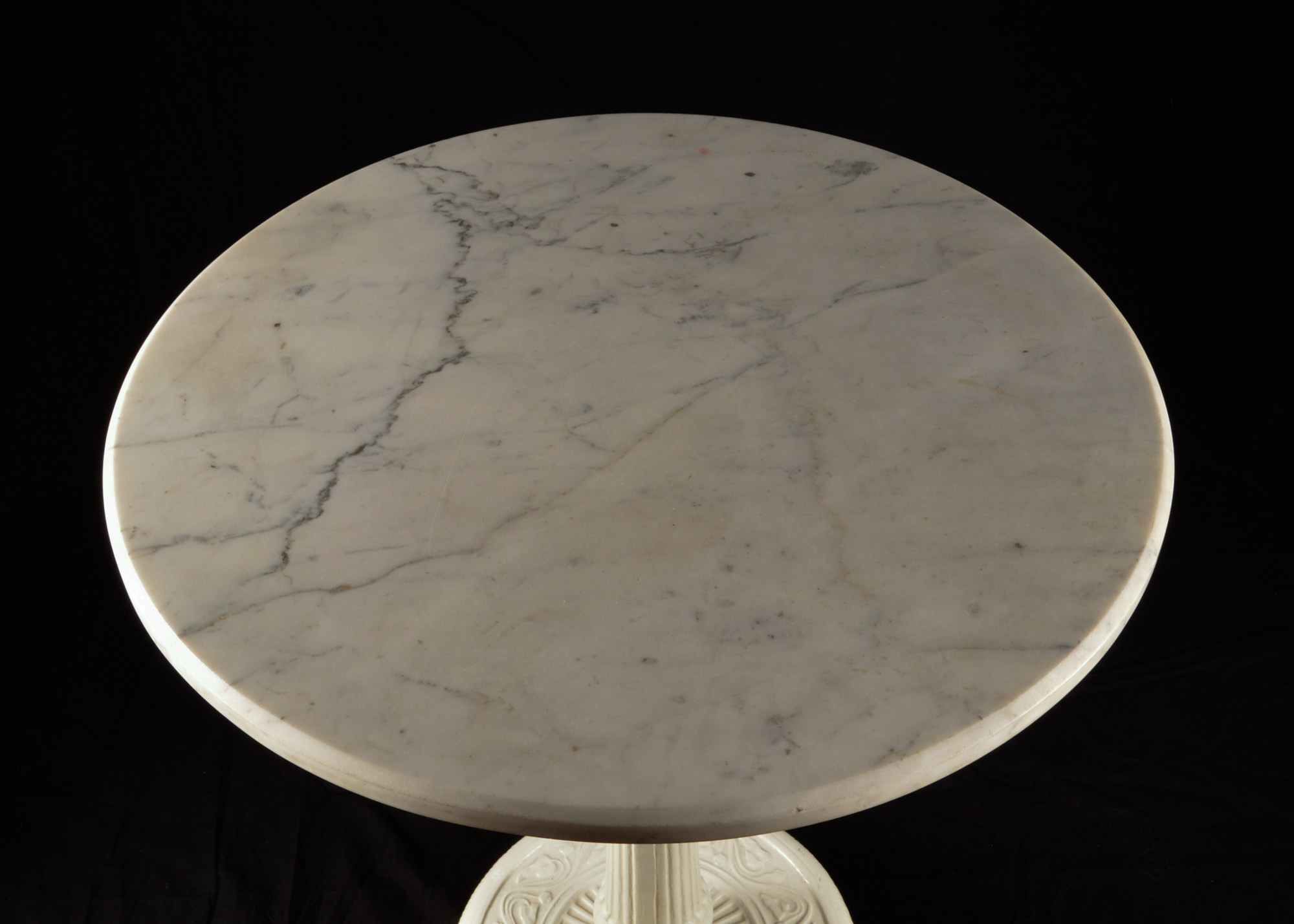 White Marble-Topped Pedestal Table