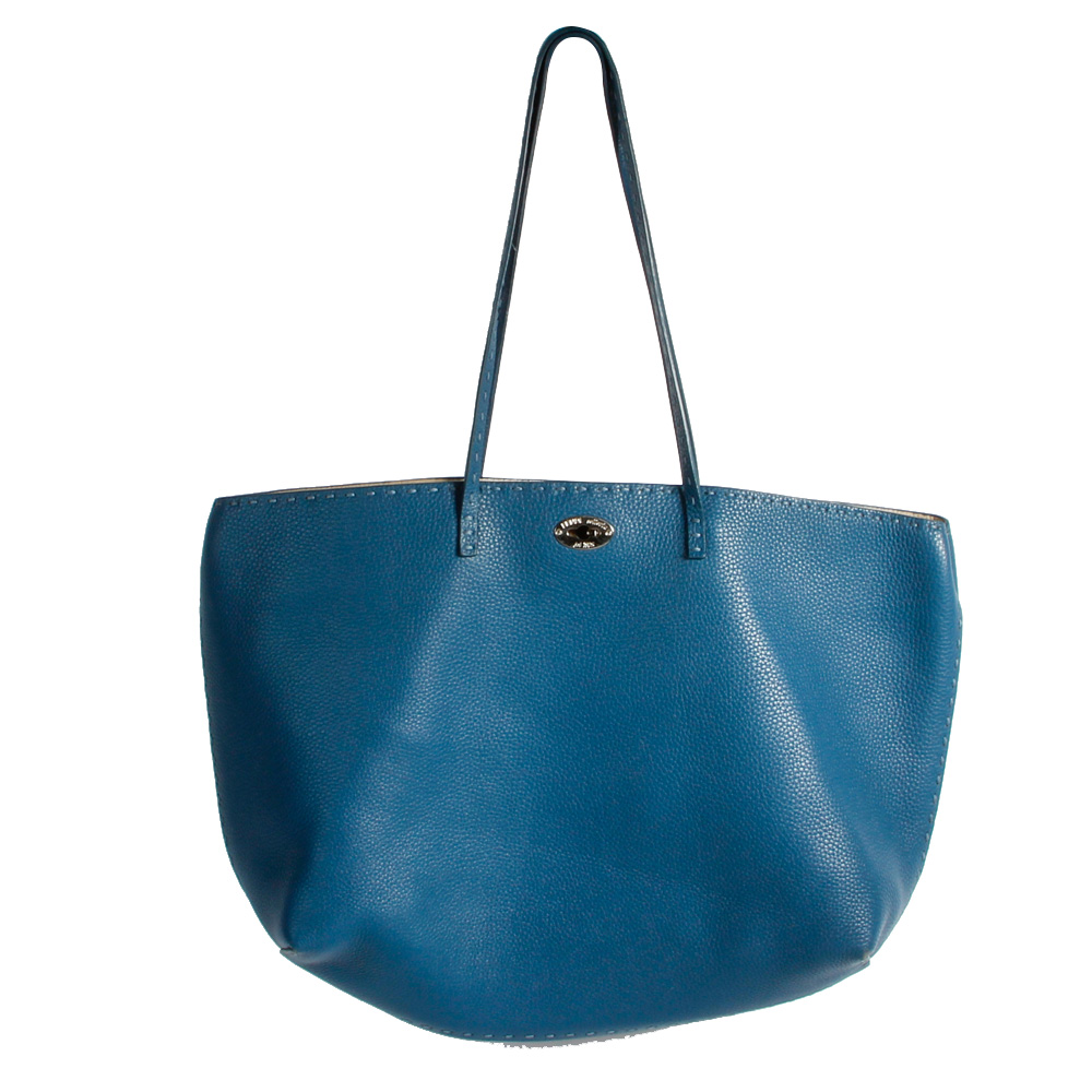Fendi Blue Leather Tote