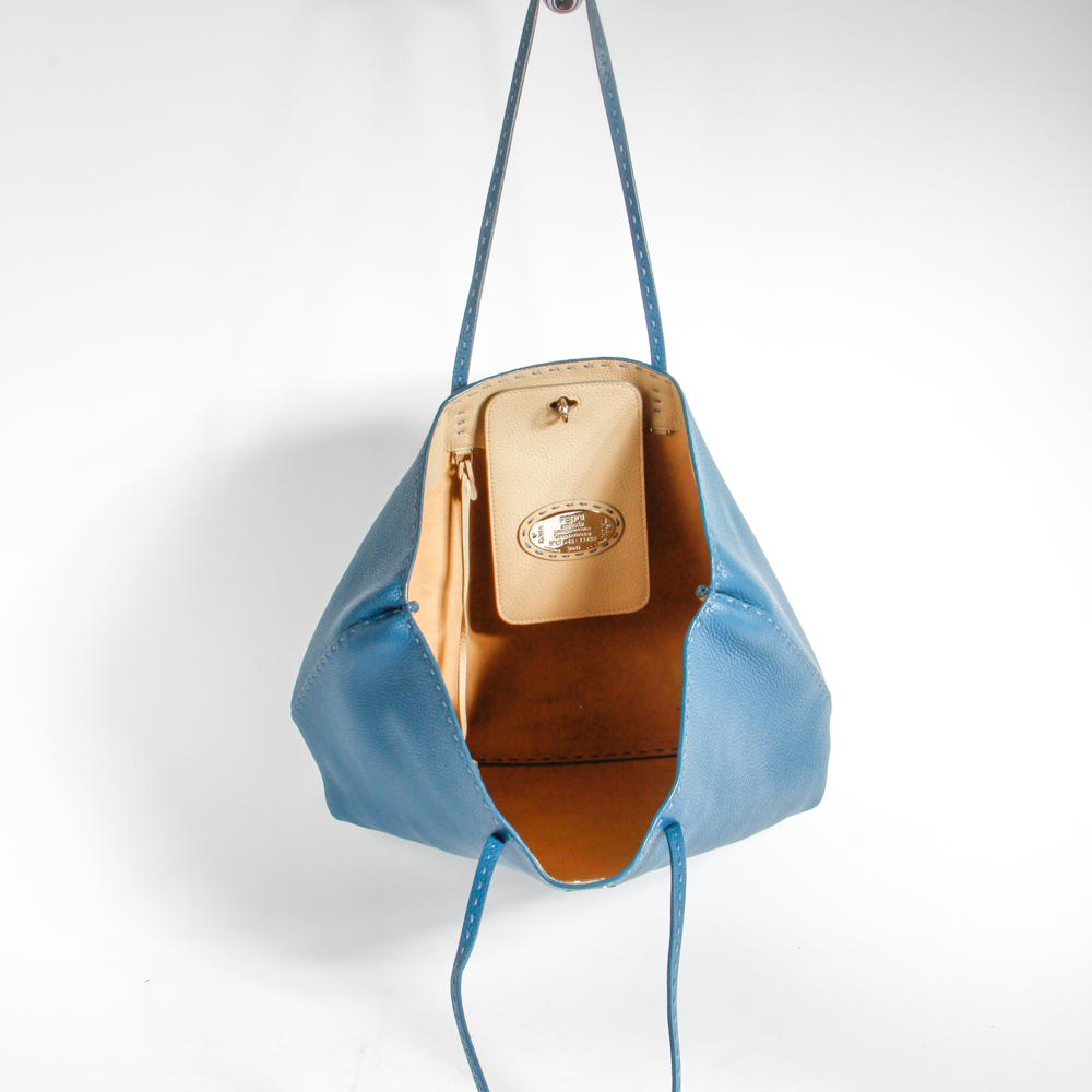 Fendi Blue Leather Tote