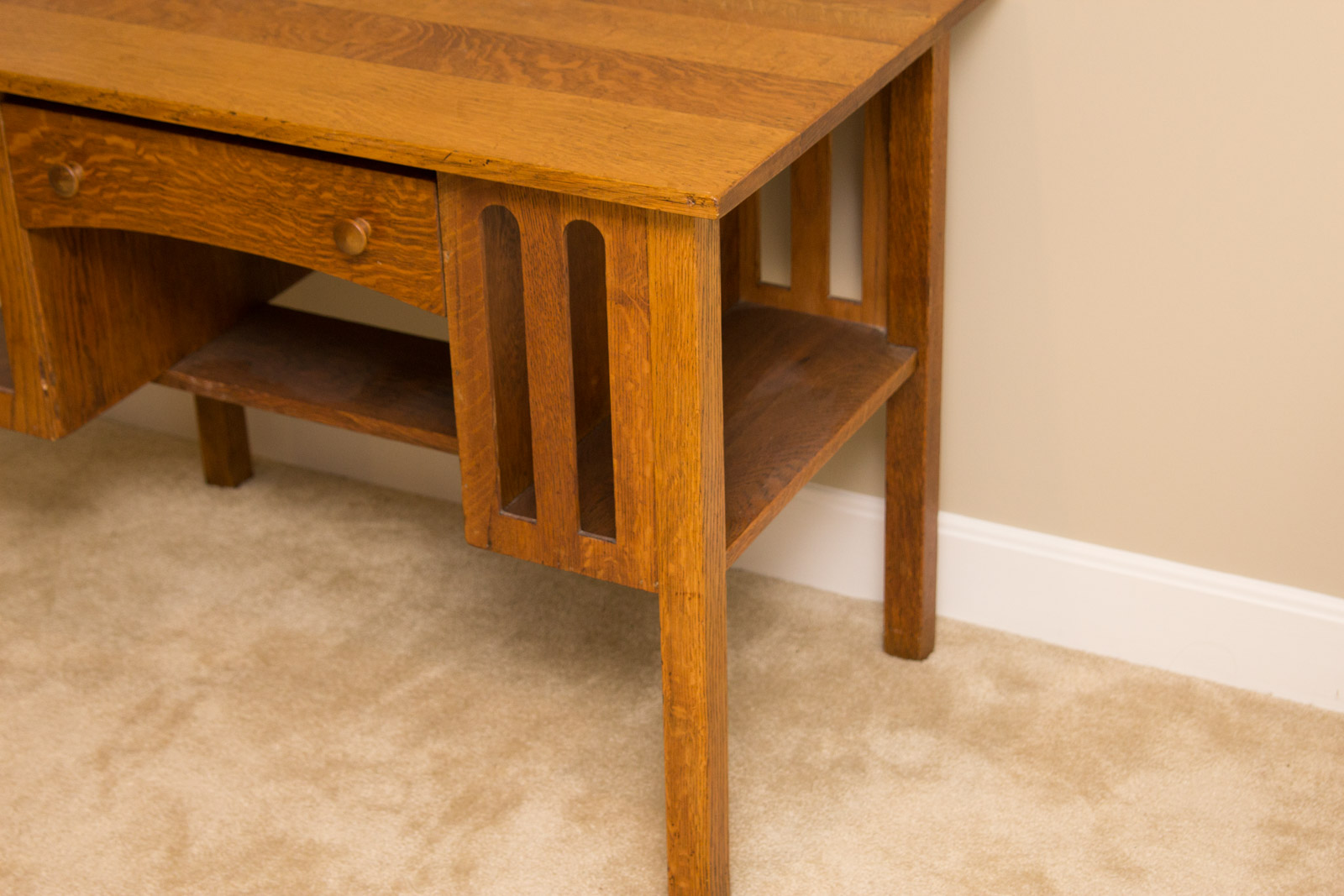 Mission Style Oak Desk With Chair
