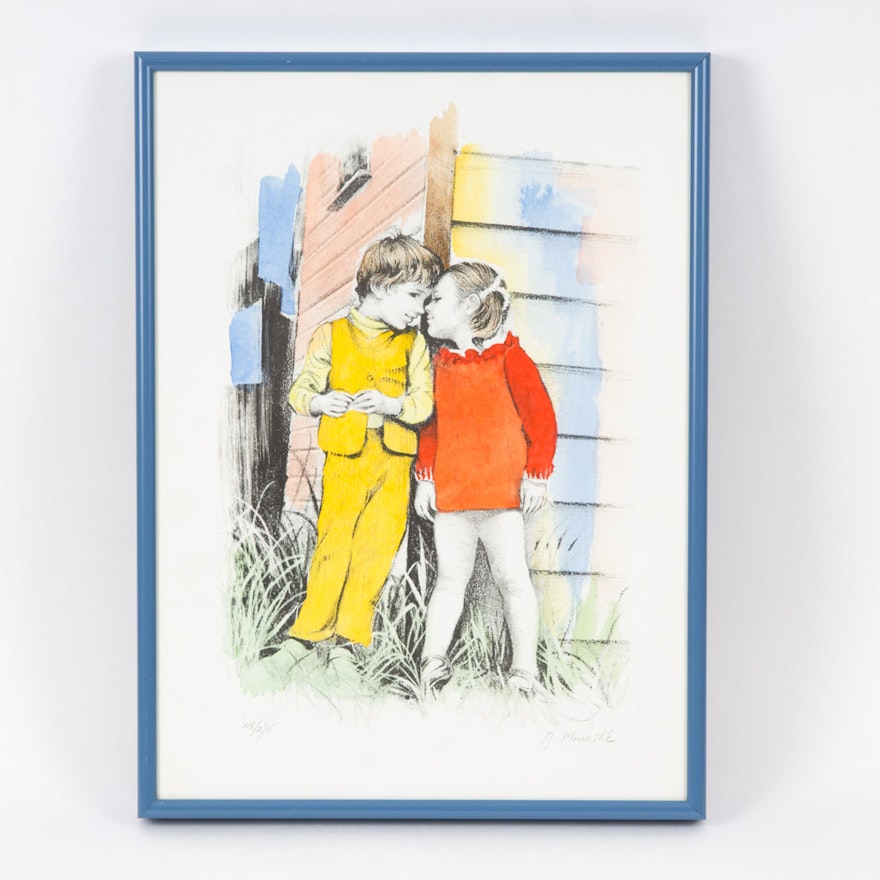 B. Menashe "Secrets" Signed Limited Edition Hand-Colored Lithograph
