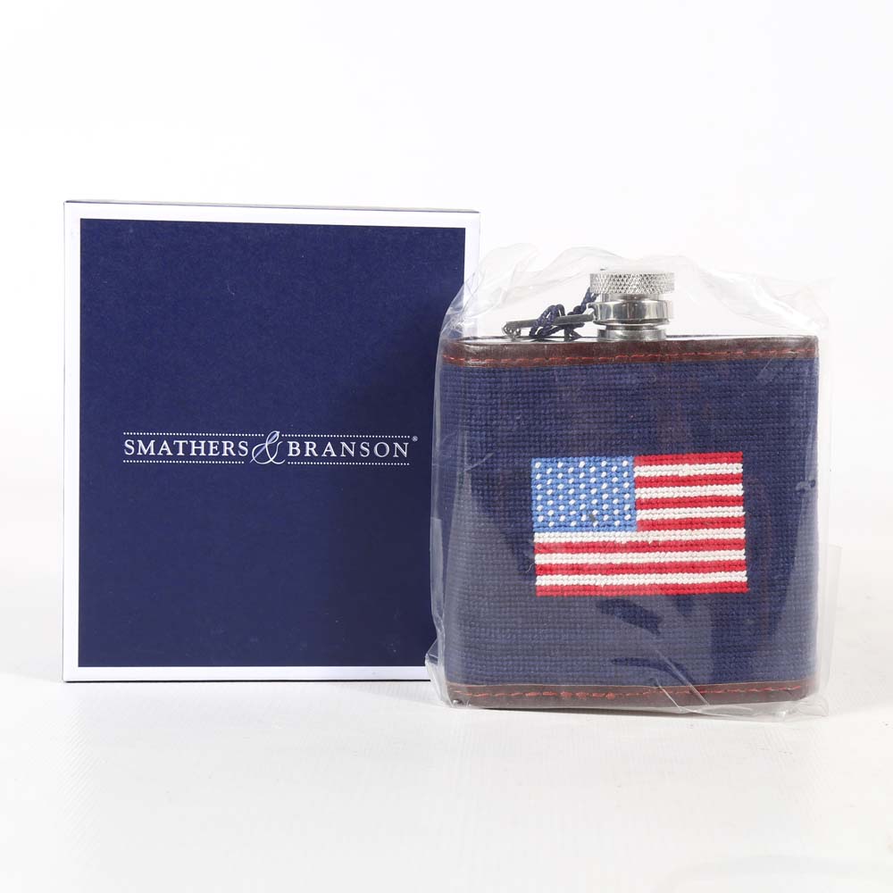 Smathers & Branson Needlepoint American Flag Flask