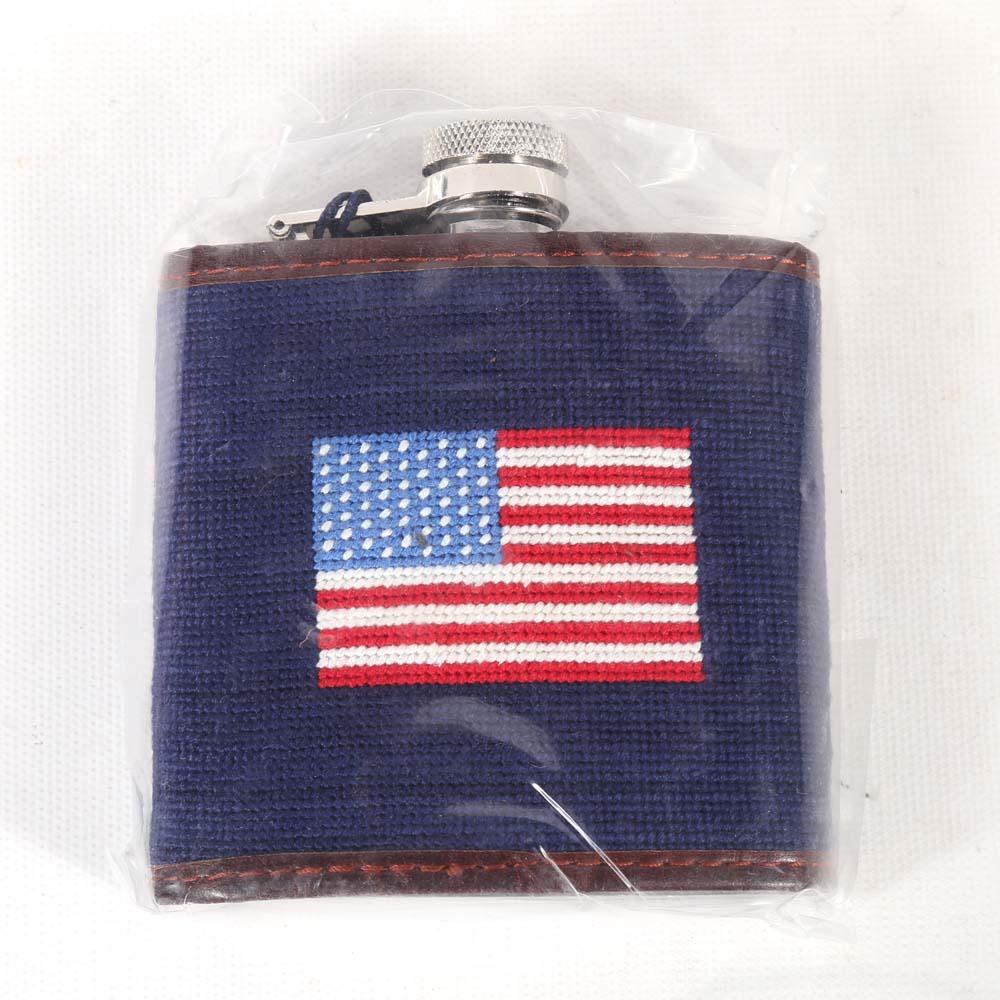 Smathers & Branson Needlepoint American Flag Flask